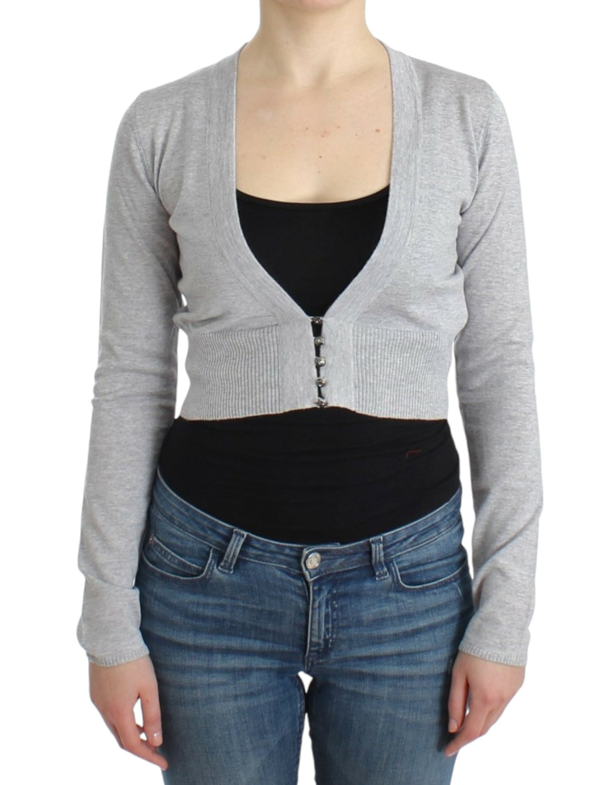 Cavalli – Kurzer Cardigan aus Schurwolle in schickem Grau