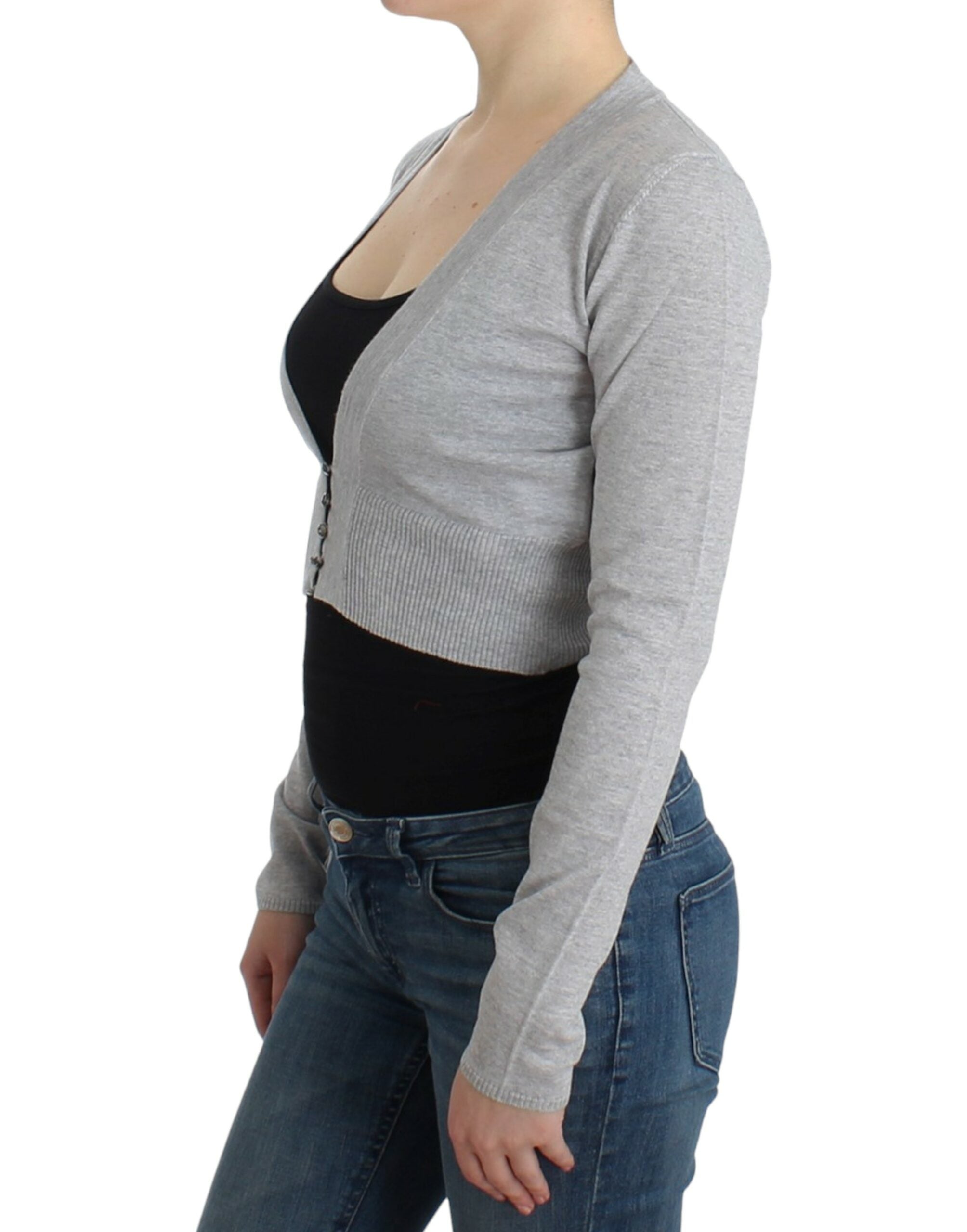 Cavalli – Kurzer Cardigan aus Schurwolle in schickem Grau