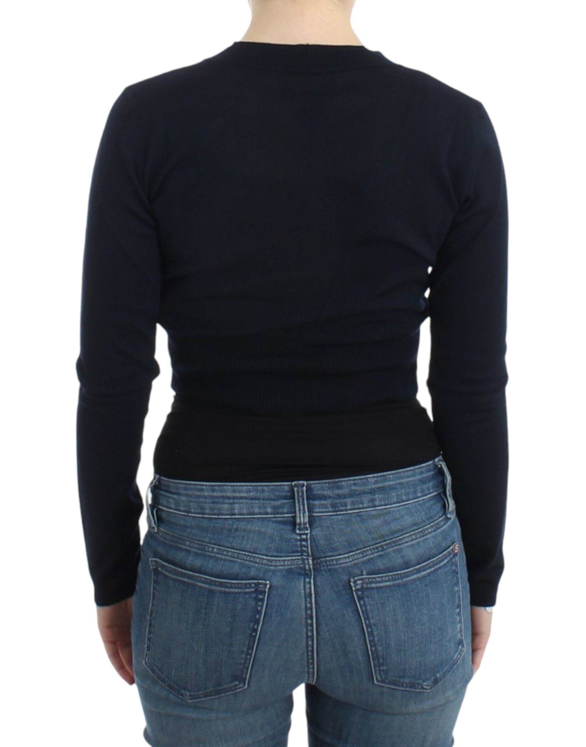 Cavalli – Elegante schwarze, kurze Strickjacke aus Schurwolle