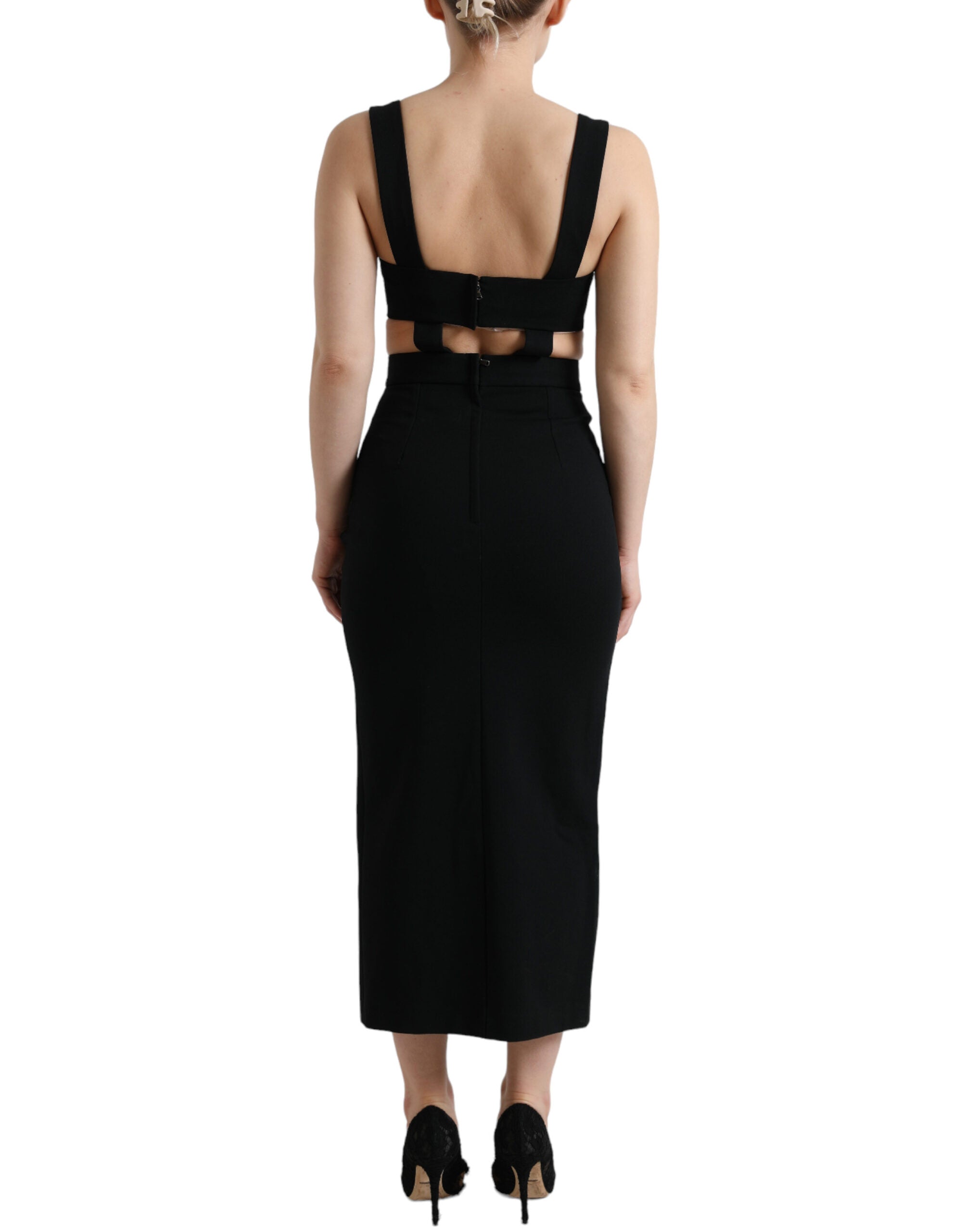 Rochie midi mulată neagră Dolce &amp; Gabbana Glamorous
