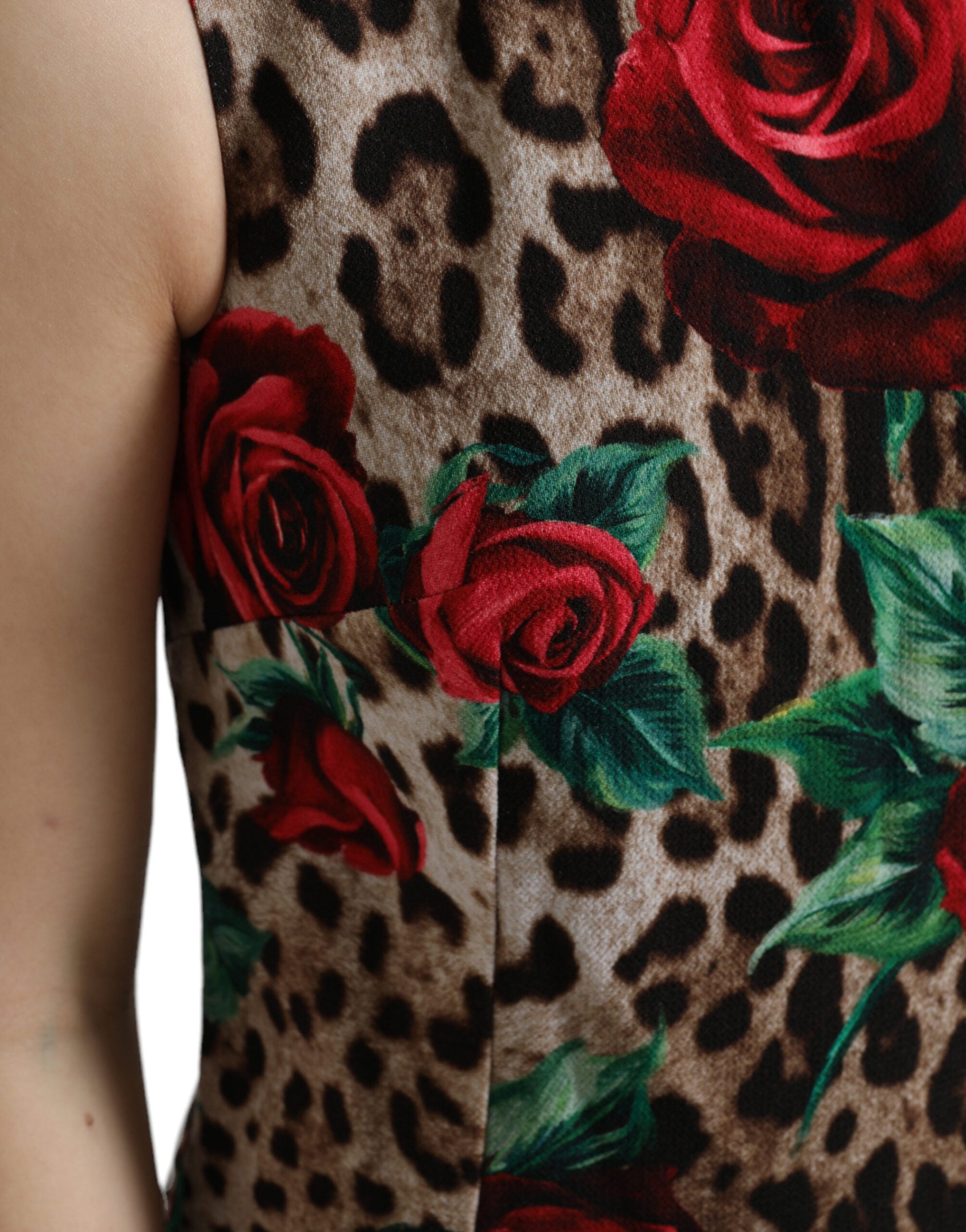 Rochie elegantă Dolce &amp; Gabbana cu imprimeu floral și imprimeu leopard A-line