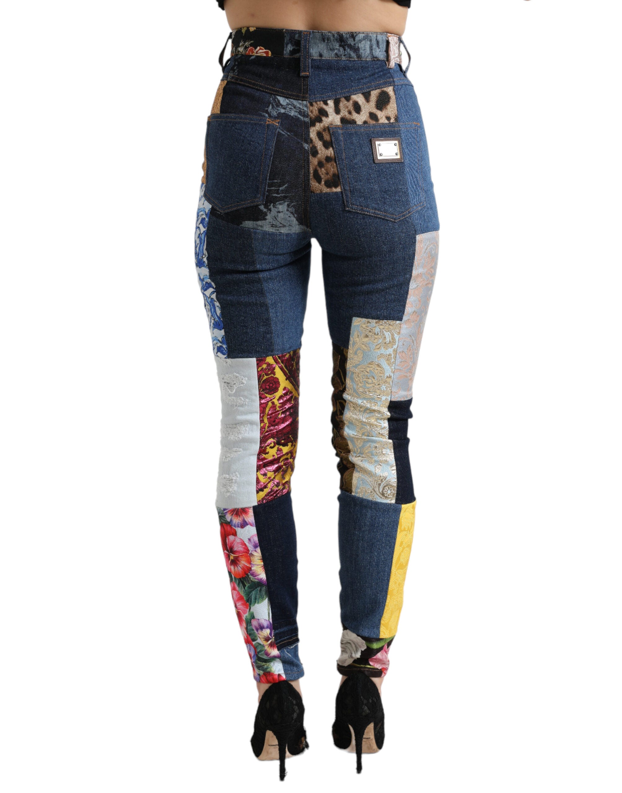 Blugi skinny vibranți Dolce &amp; Gabbana cu model patchwork
