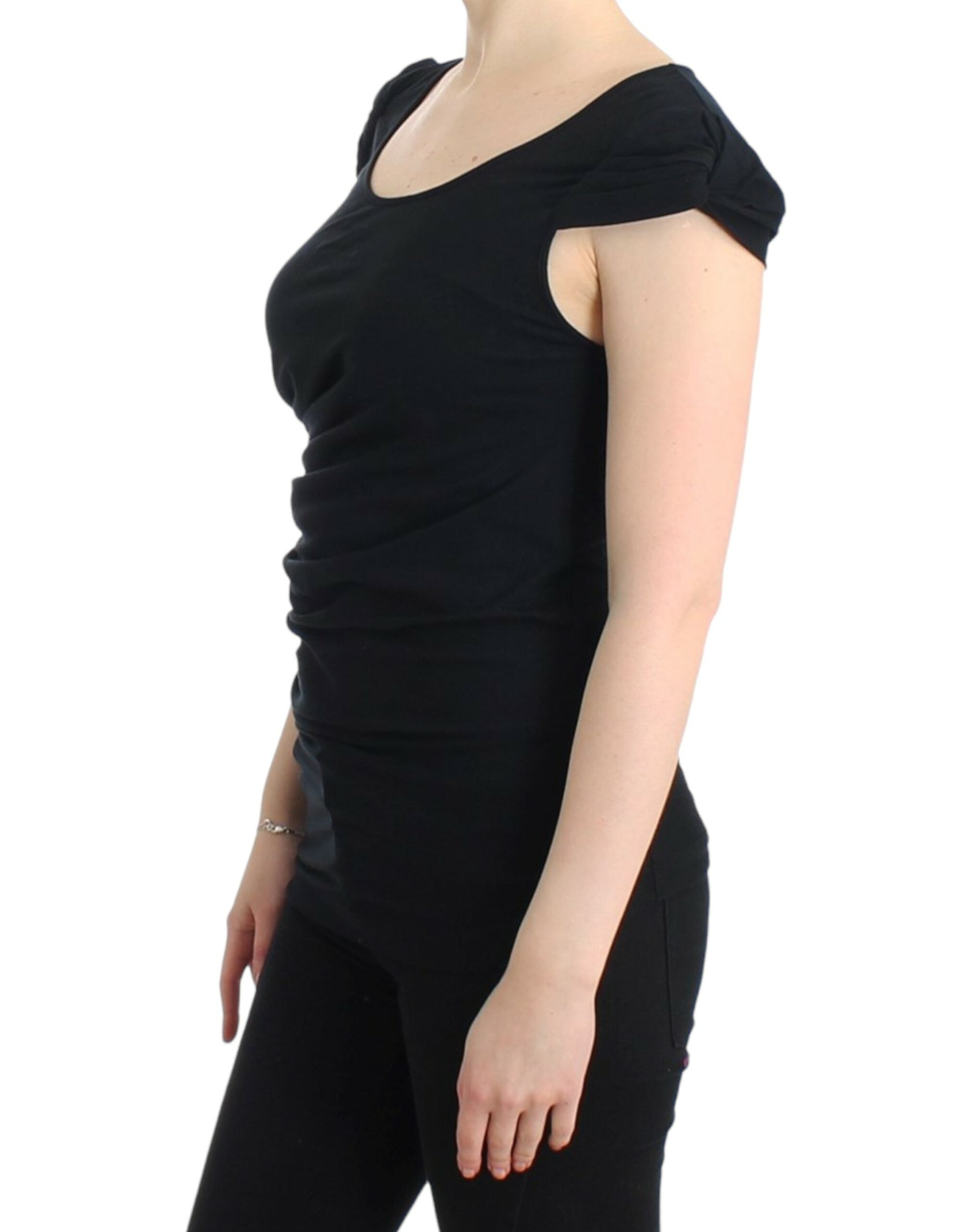 Top Cavalli elegant cu mânecă scurtă, negru