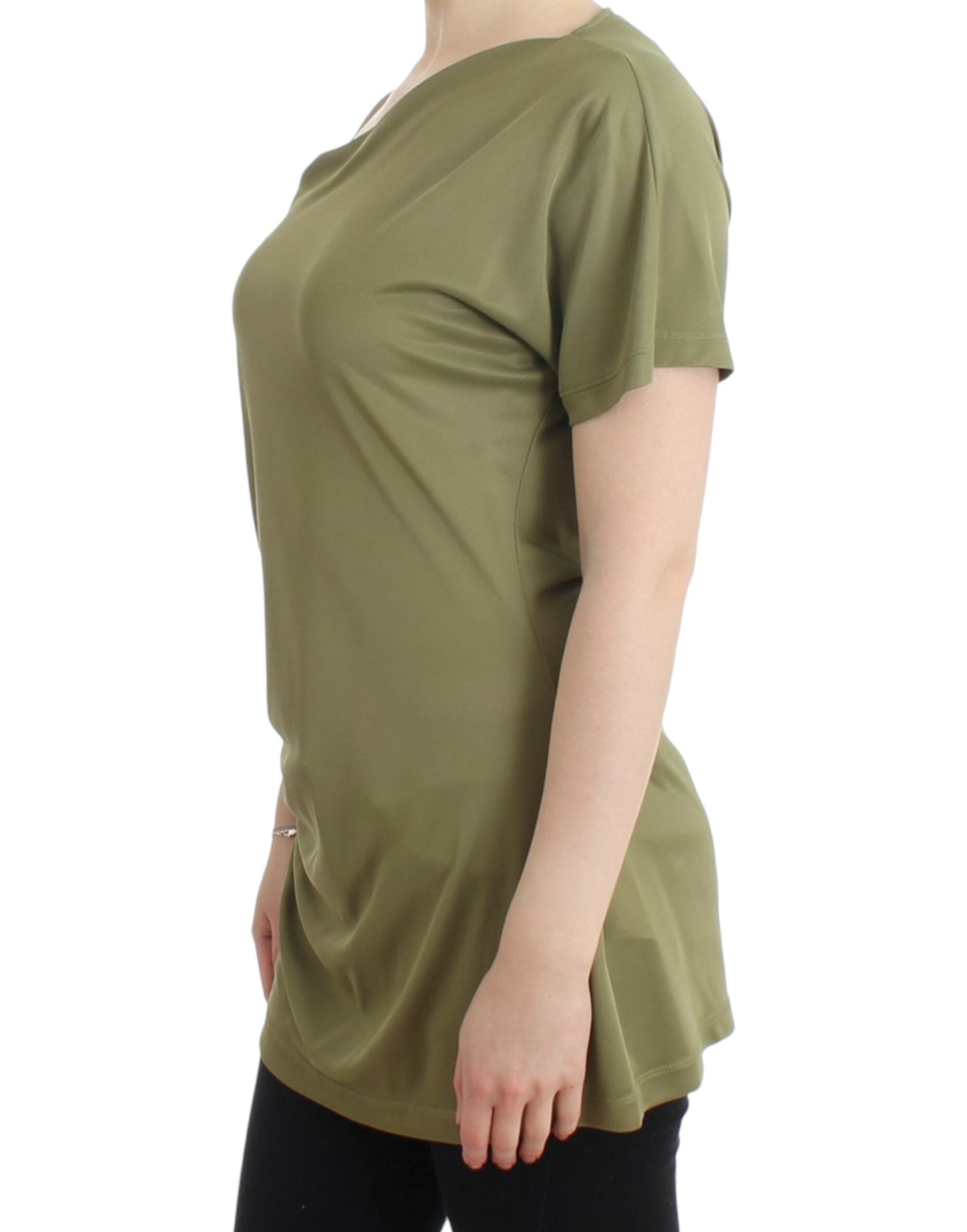Bluză Cavalli elegantă din jerseu verde cu accente aurii