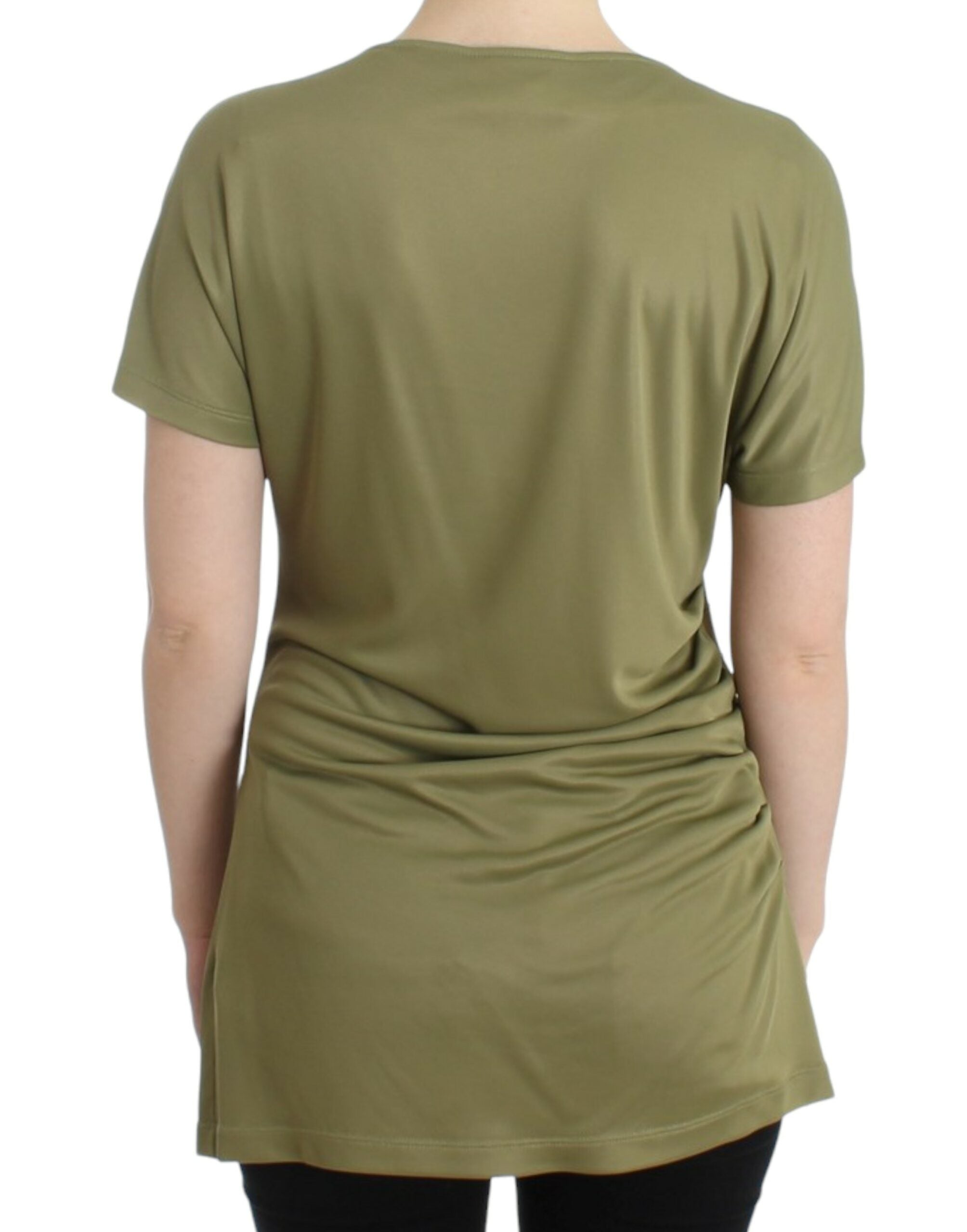 Bluză Cavalli elegantă din jerseu verde cu accente aurii