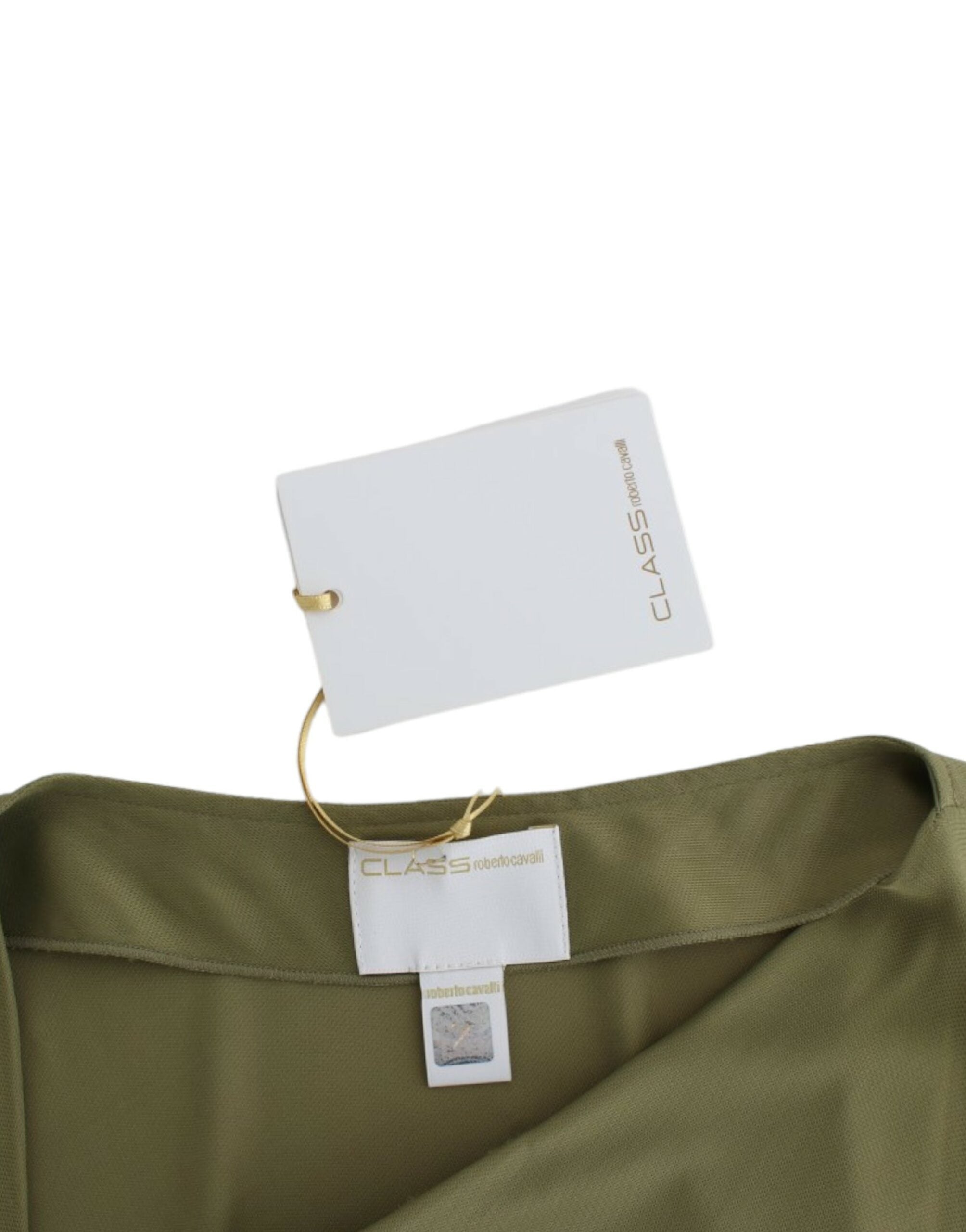Bluză Cavalli elegantă din jerseu verde cu accente aurii