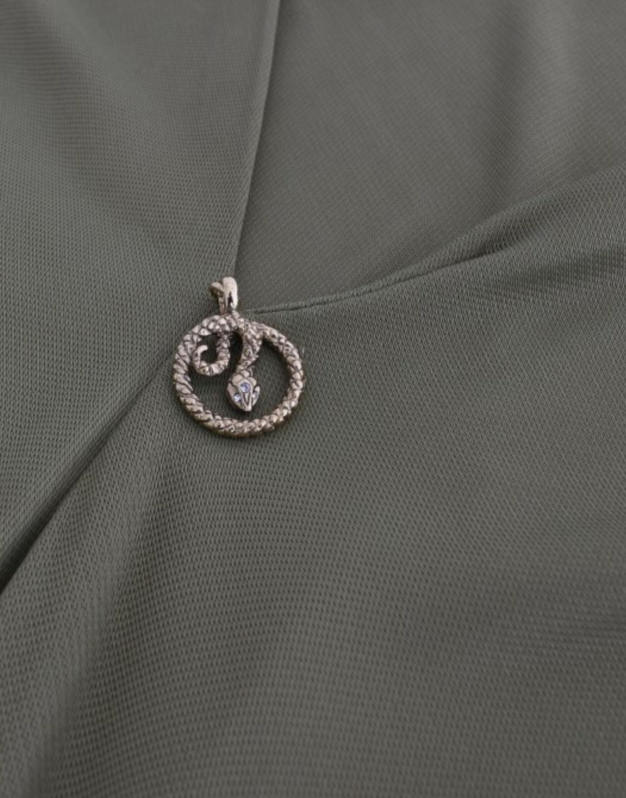 Bluză Cavalli elegantă din jerseu verde cu accente aurii