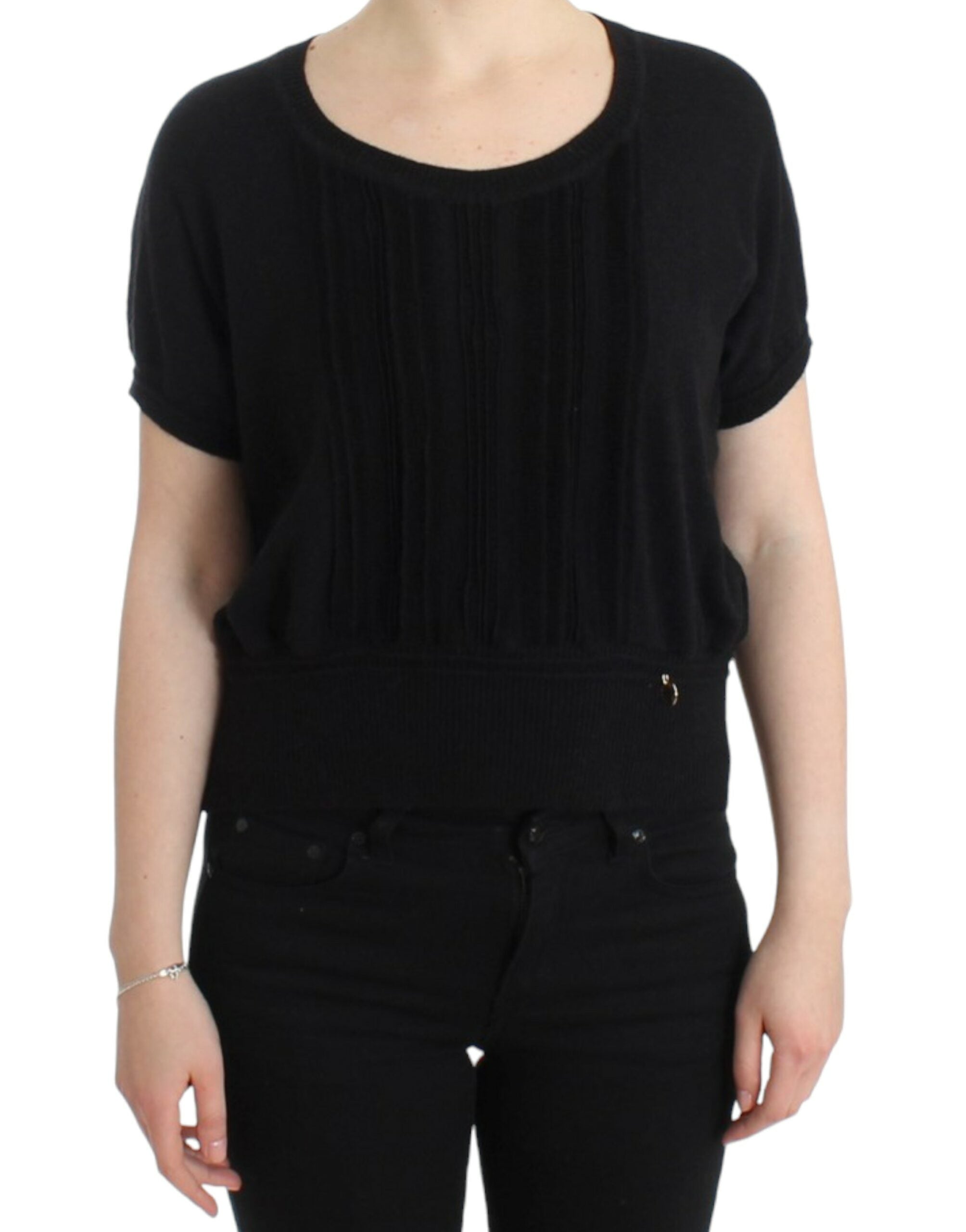 Cavalli – Eleganter, kurzärmliger, schwarzer Pullover