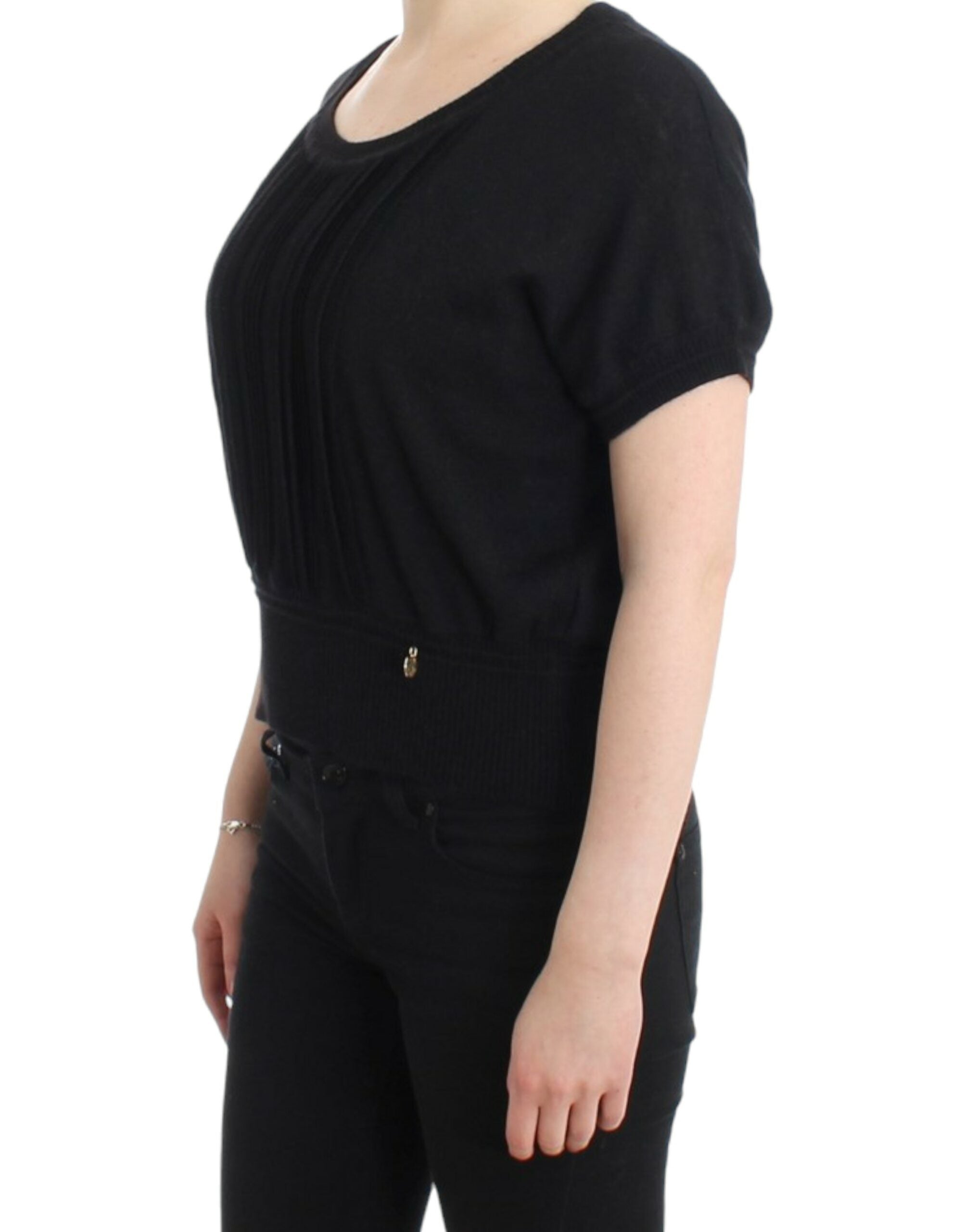 Cavalli – Eleganter, kurzärmliger, schwarzer Pullover