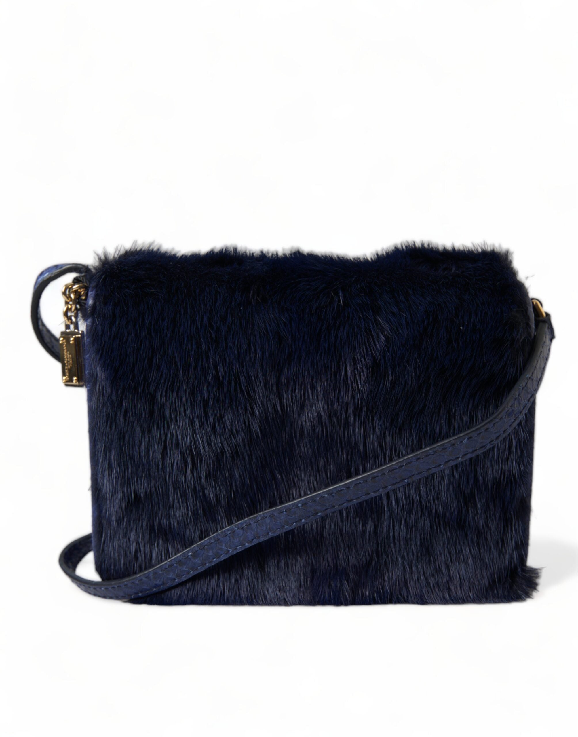 Dolce &amp; Gabbana – Exquisite Schultertasche aus blauem Nerzfell