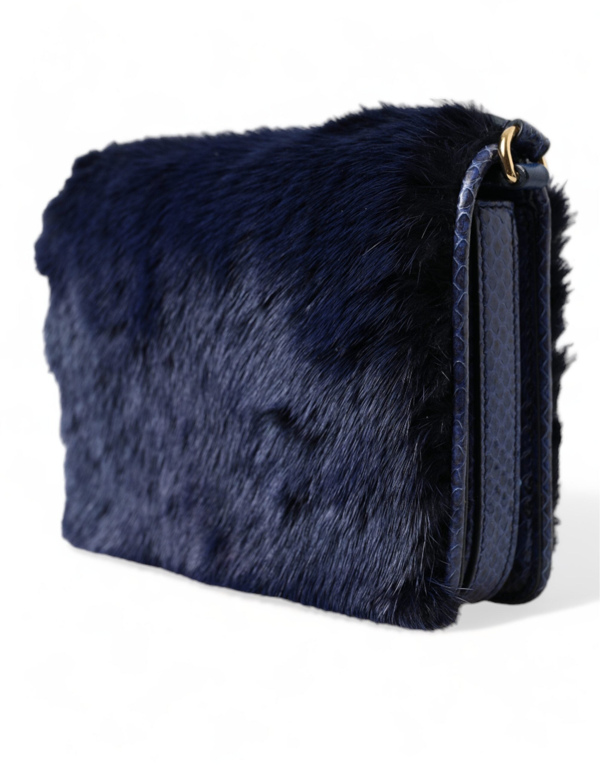 Dolce &amp; Gabbana – Exquisite Schultertasche aus blauem Nerzfell