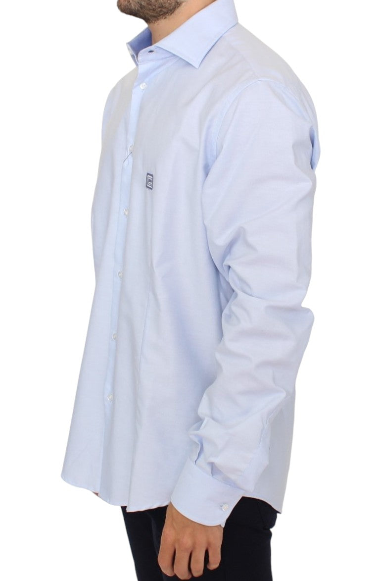 Cavalli Elegantes hellblaues italienisches Baumwollhemd