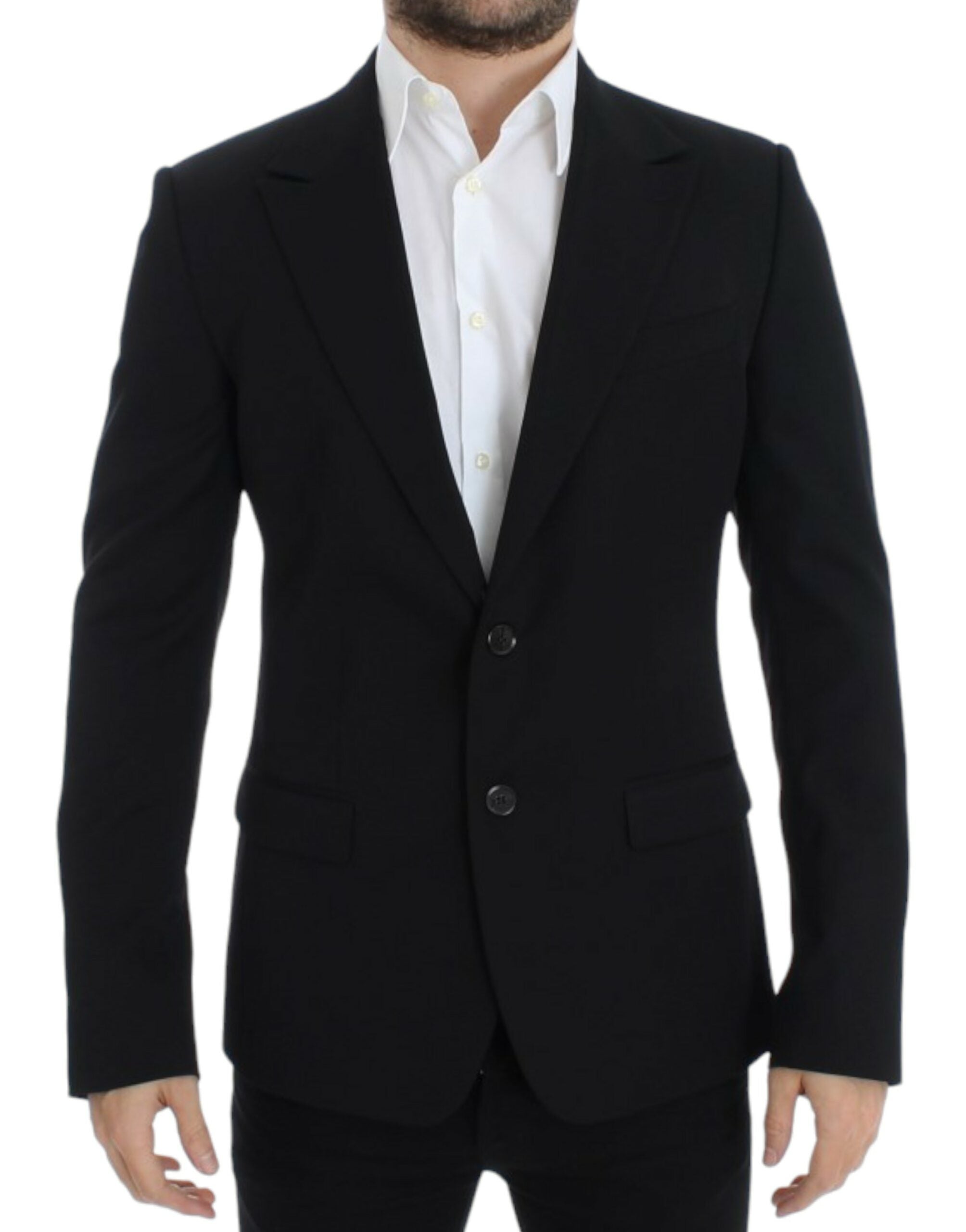 Dolce &amp; Gabbana Eleganter Slim Fit Blazer aus schwarzer Wolle