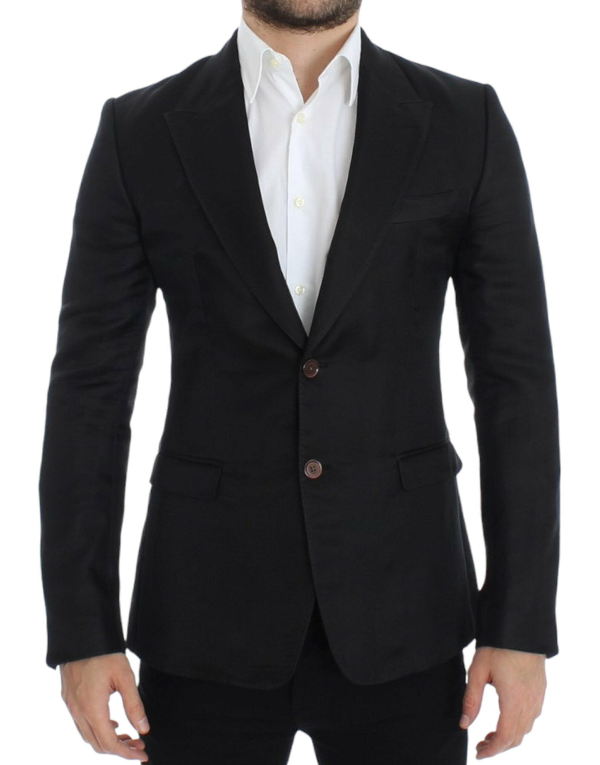 Dolce &amp; Gabbana – Eleganter schwarzer Blazer aus Seidenmischung mit zwei Knöpfen