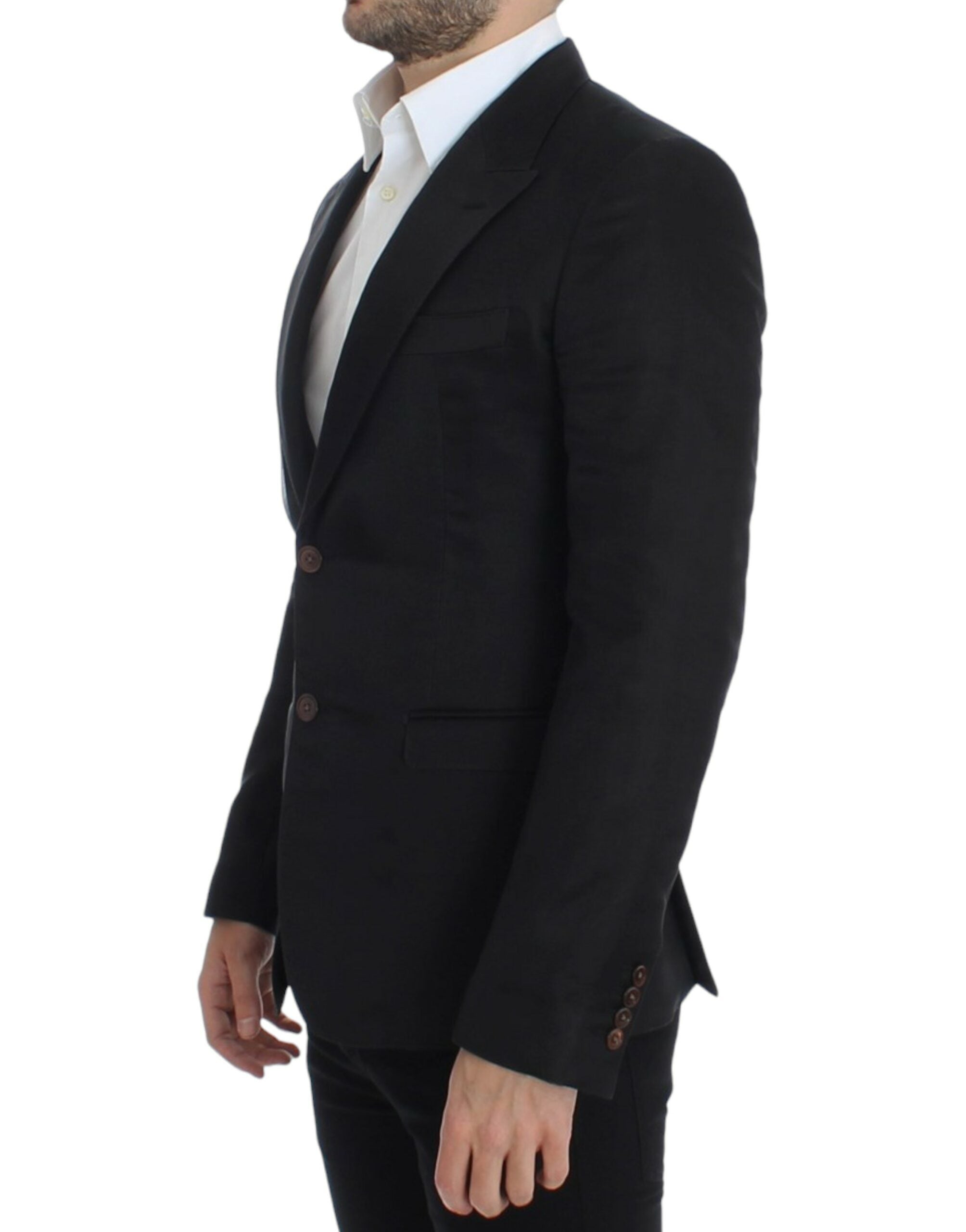 Dolce &amp; Gabbana – Eleganter schwarzer Blazer aus Seidenmischung mit zwei Knöpfen