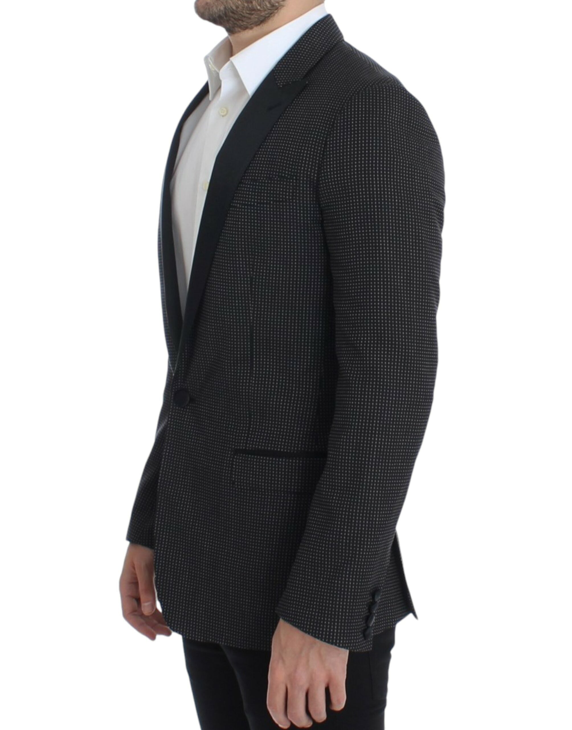 Dolce &amp; Gabbana – Eleganter, schwarzer Blazer mit Punkten im Slim Fit