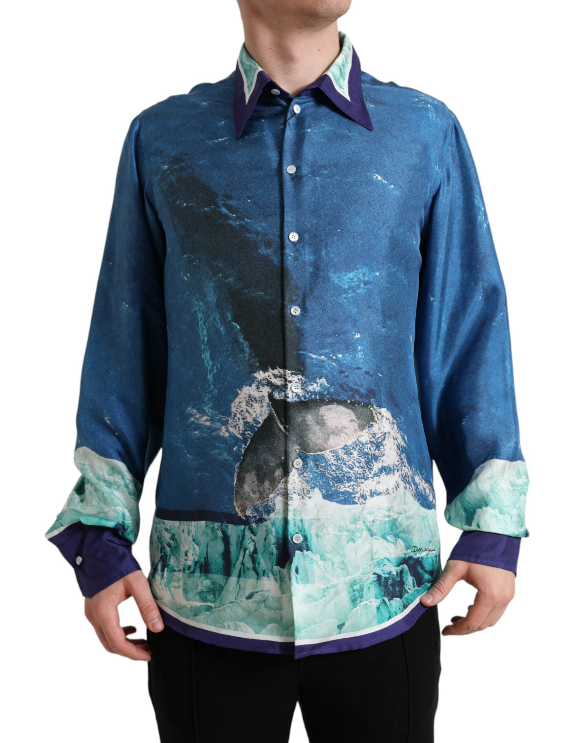Dolce &amp; Gabbana Elegantes Seidenhemd mit Ozean-Print