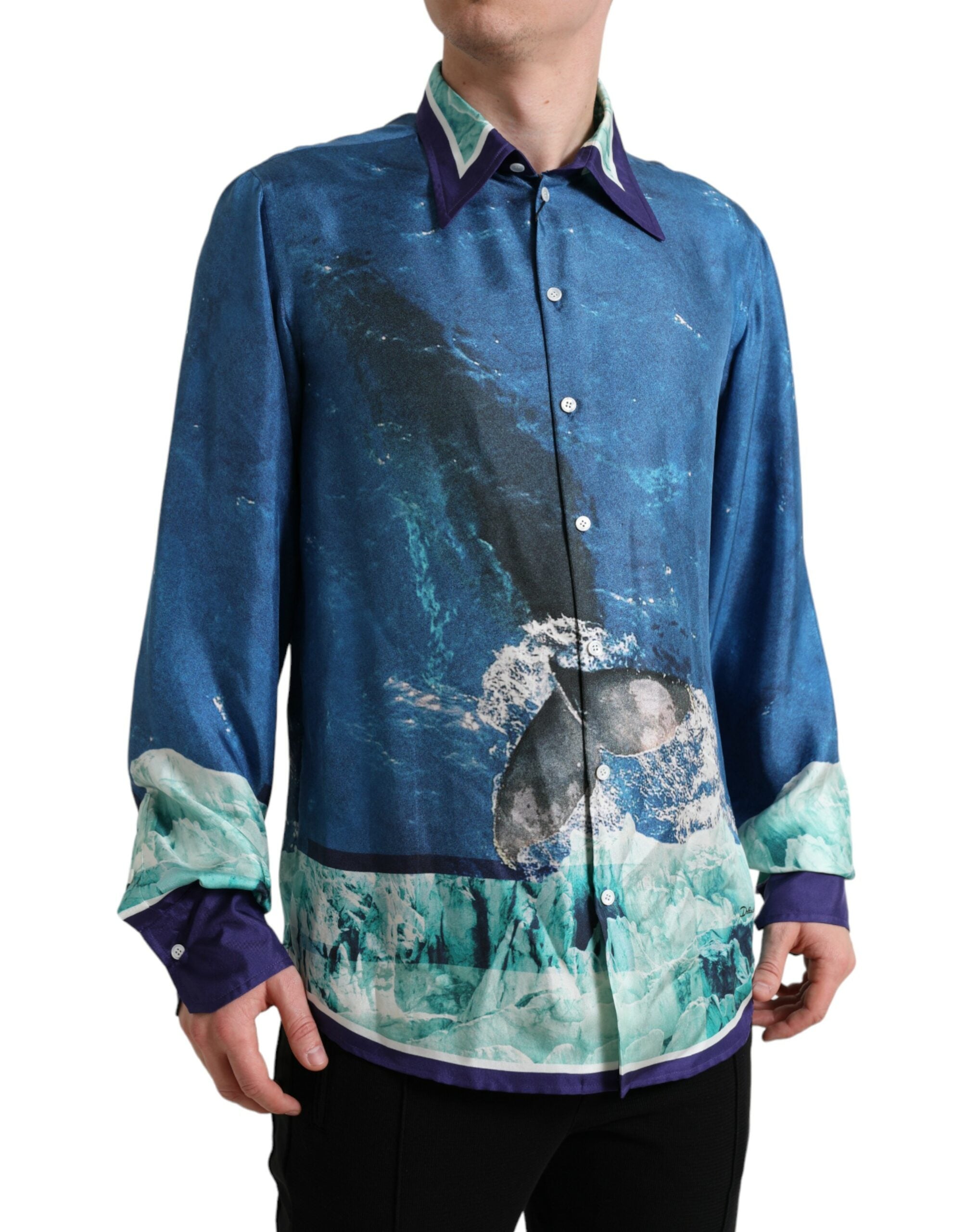 Dolce &amp; Gabbana Elegantes Seidenhemd mit Ozean-Print