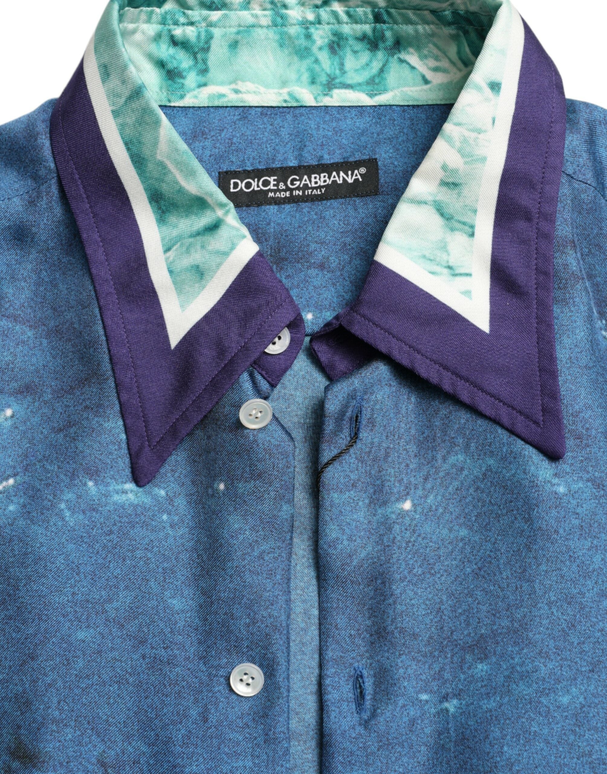Dolce &amp; Gabbana Elegantes Seidenhemd mit Ozean-Print