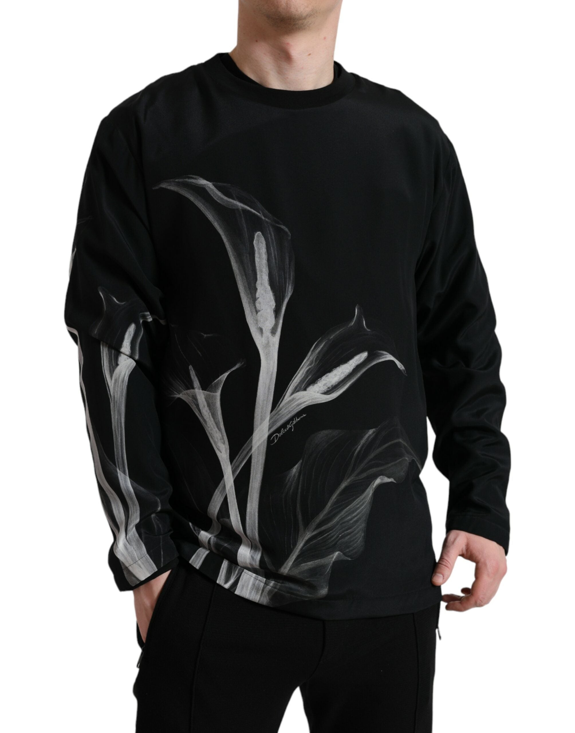 Dolce &amp; Gabbana Seidenpullover mit Rundhalsausschnitt und Blumenmuster