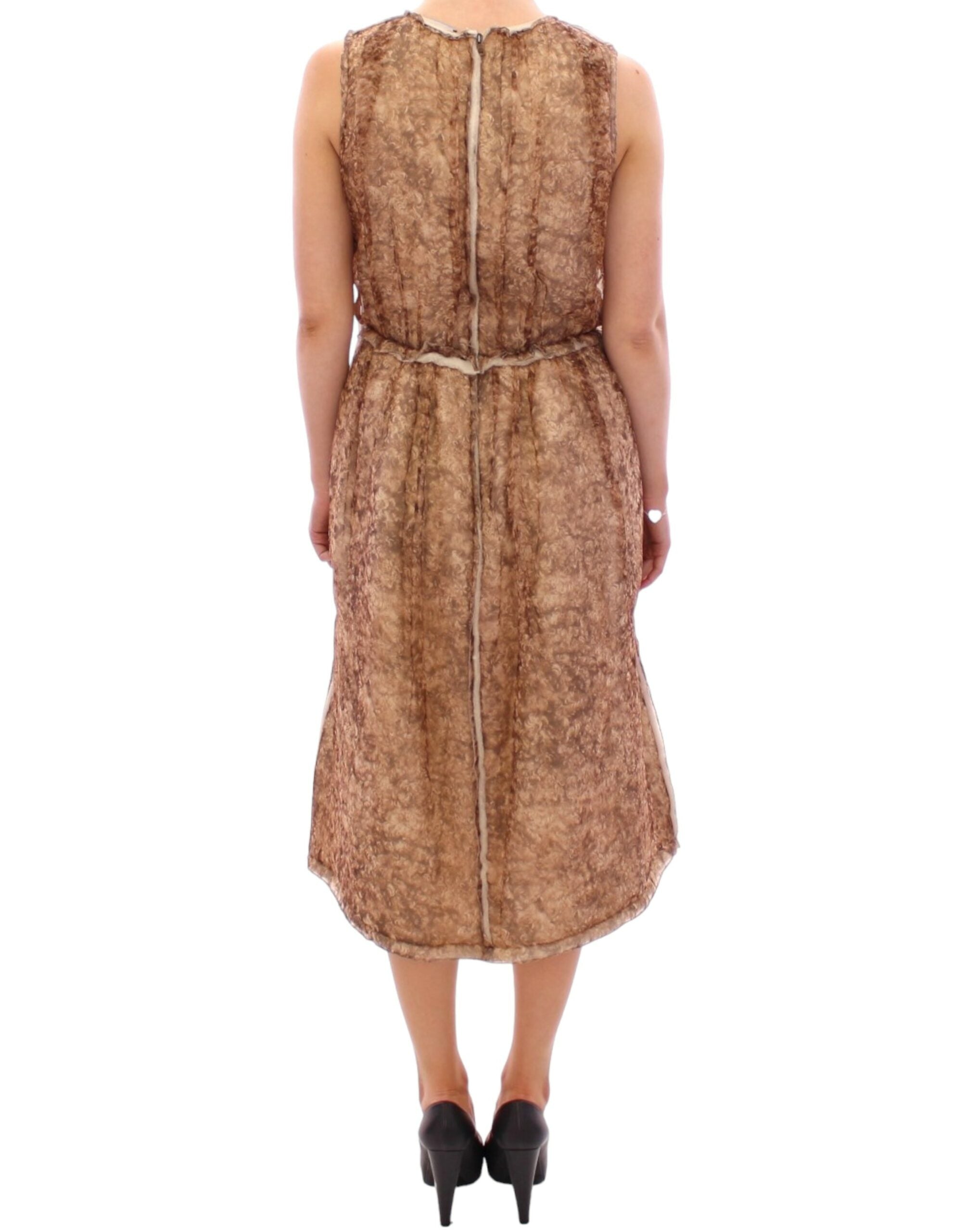 Rochie elegantă până la genunchi, fără mâneci, din mătase, Dolce &amp; Gabbana