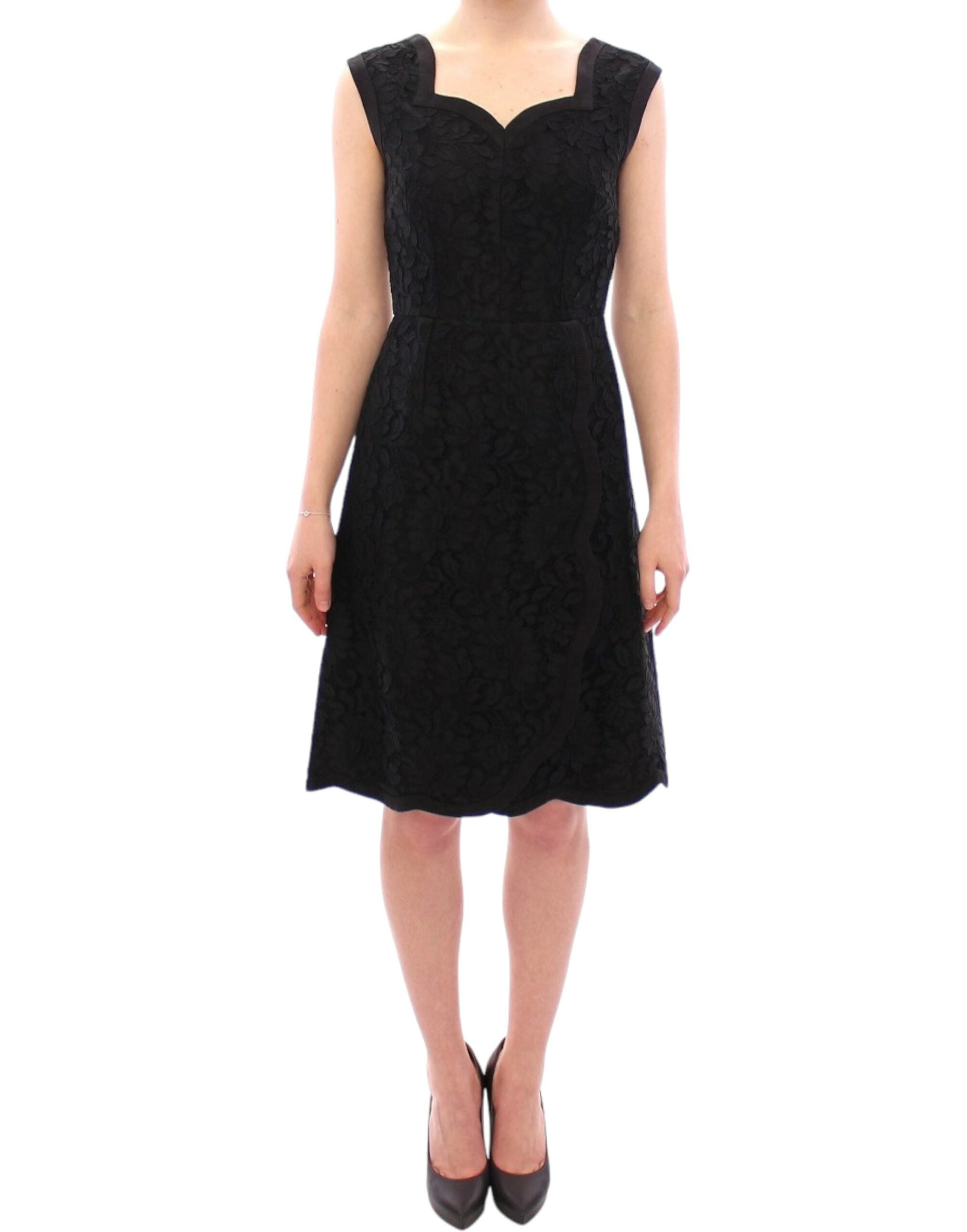 Dolce &amp; Gabbana Elegantes schwarzes Kleid aus floraler Spitze