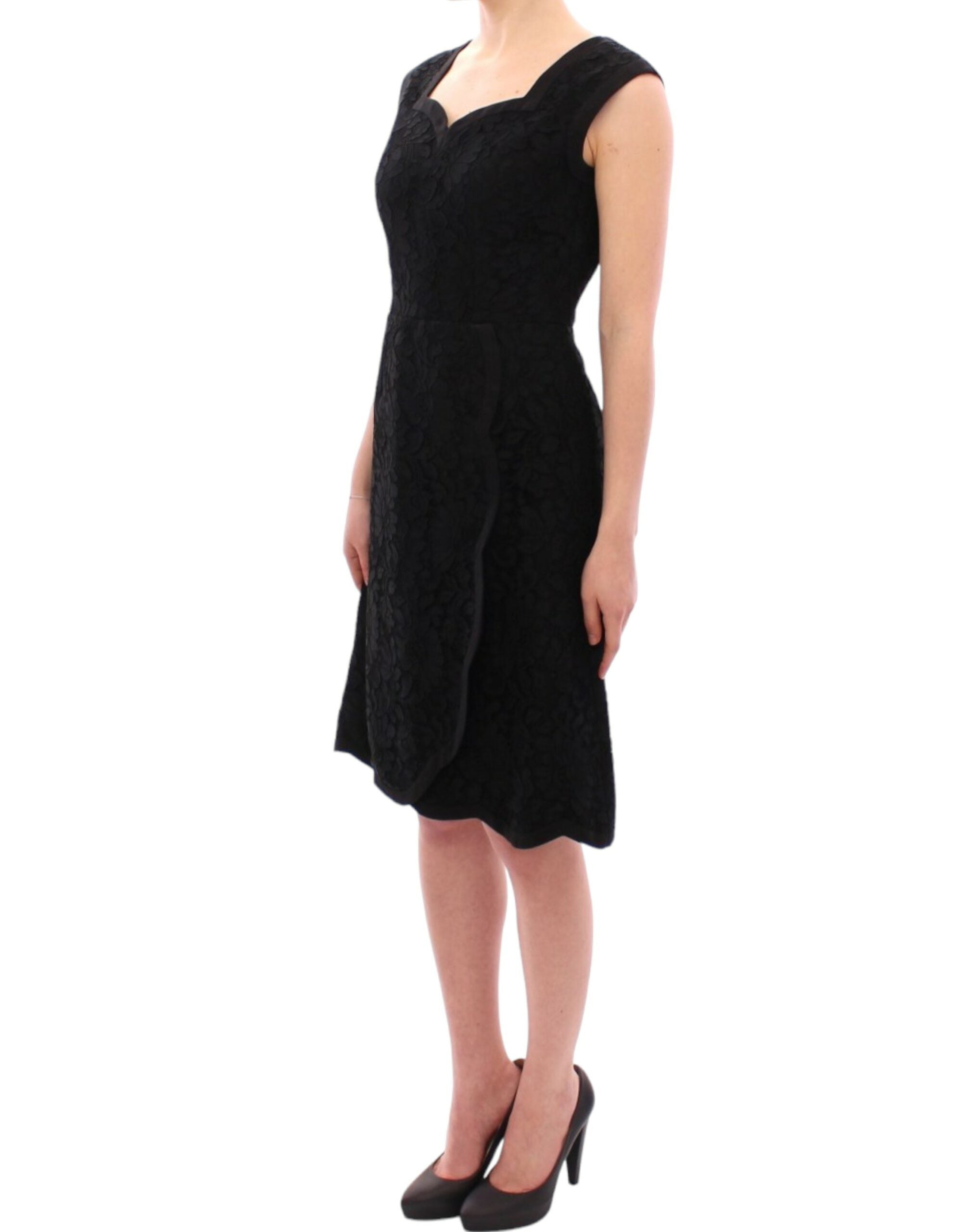 Dolce &amp; Gabbana Elegantes schwarzes Kleid aus floraler Spitze