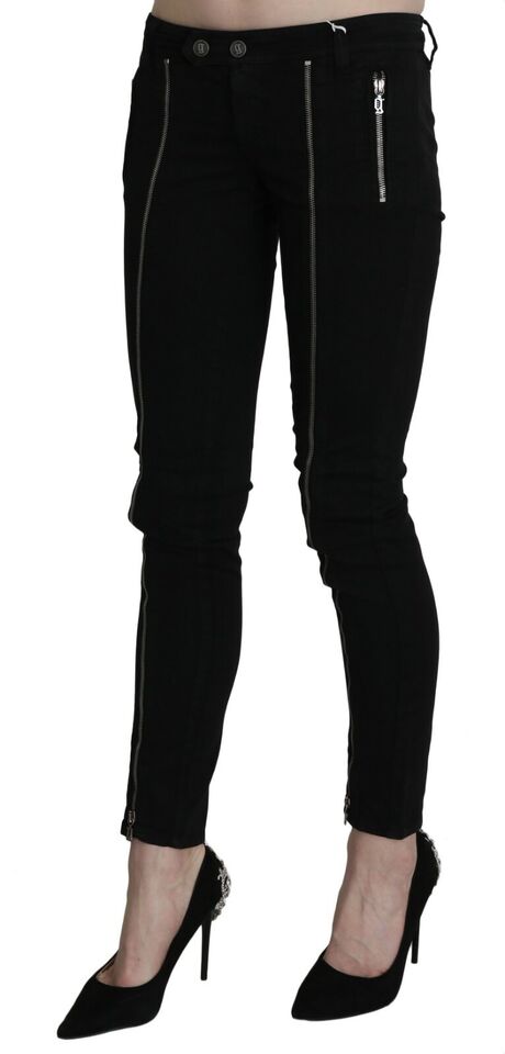 Blugi skinny Dolce &amp; Gabbana Chic negri cu talie joasă, croială slim