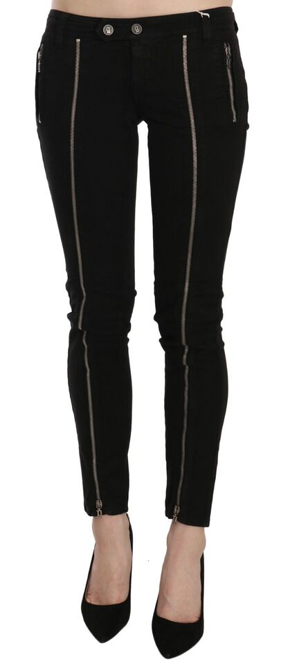 Blugi skinny Dolce &amp; Gabbana Chic negri cu talie joasă, croială slim