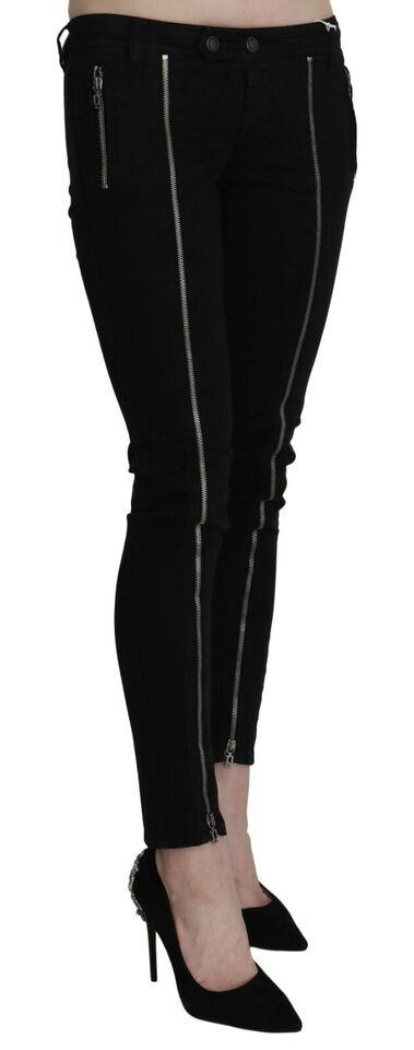 Blugi skinny Dolce &amp; Gabbana Chic negri cu talie joasă, croială slim