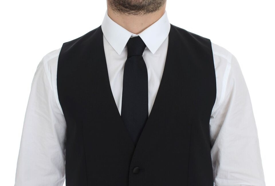 Dolce &amp; Gabbana Elegante schwarze Weste aus Seide und Wolle