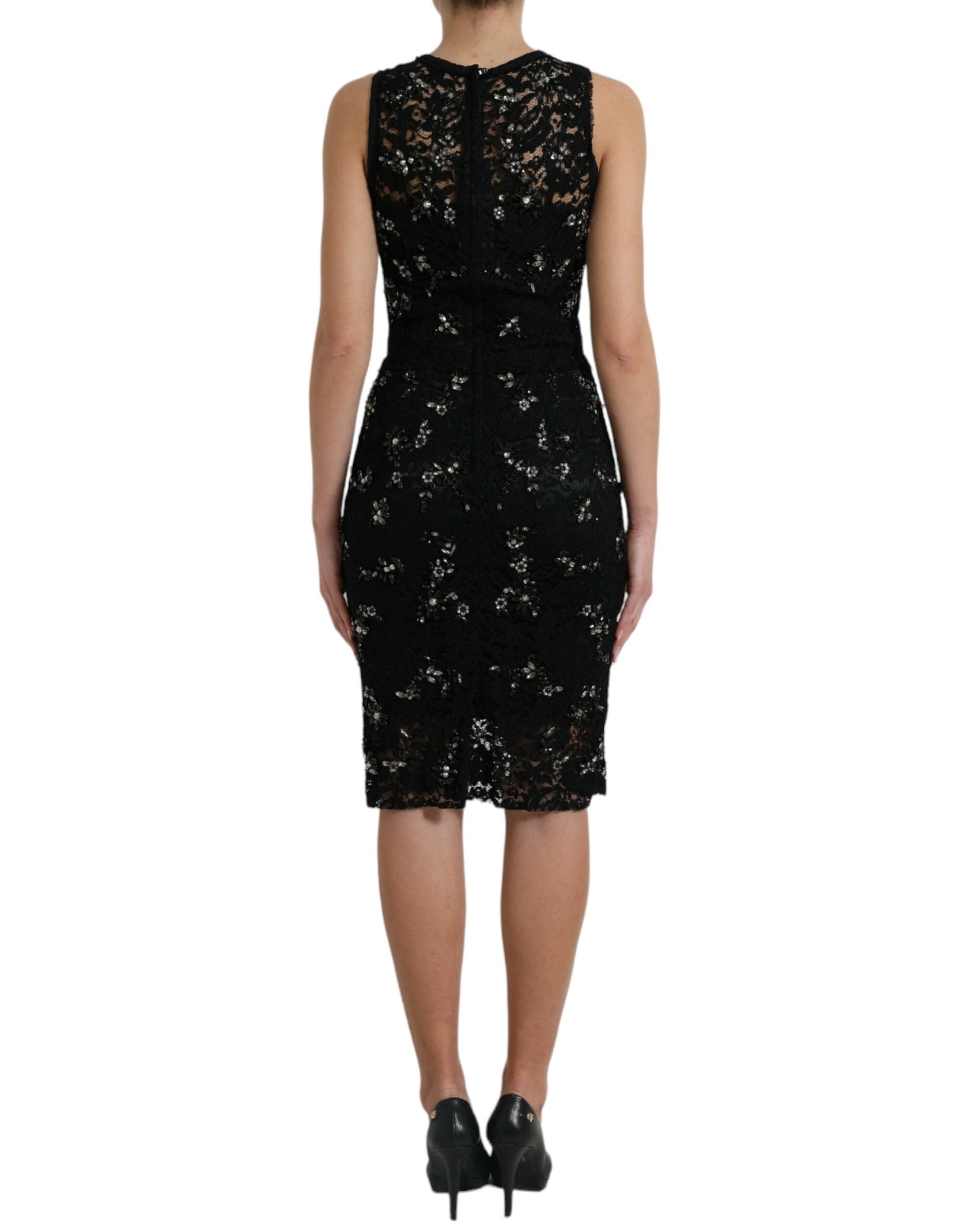 Rochie Dolce &amp; Gabbana Exquisite Black Lace Floral Crystal