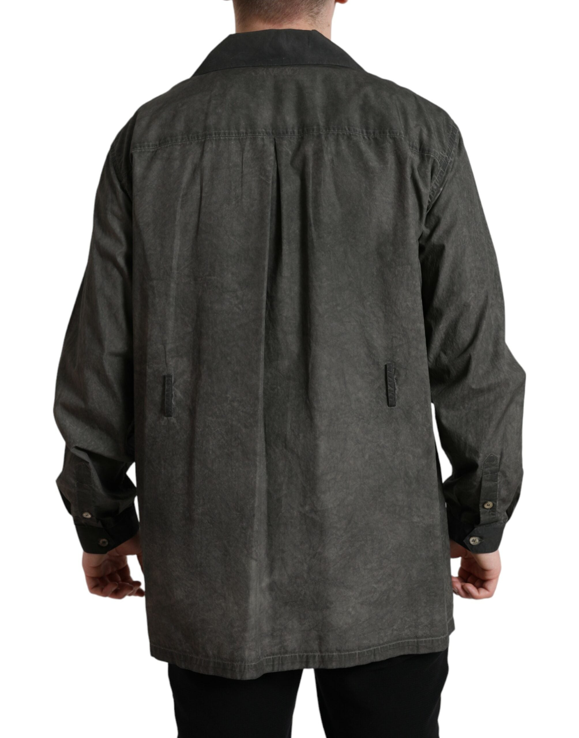 Dolce &amp; Gabbana Elegantes dunkelgraues Button-Down-Hemd aus Baumwolle