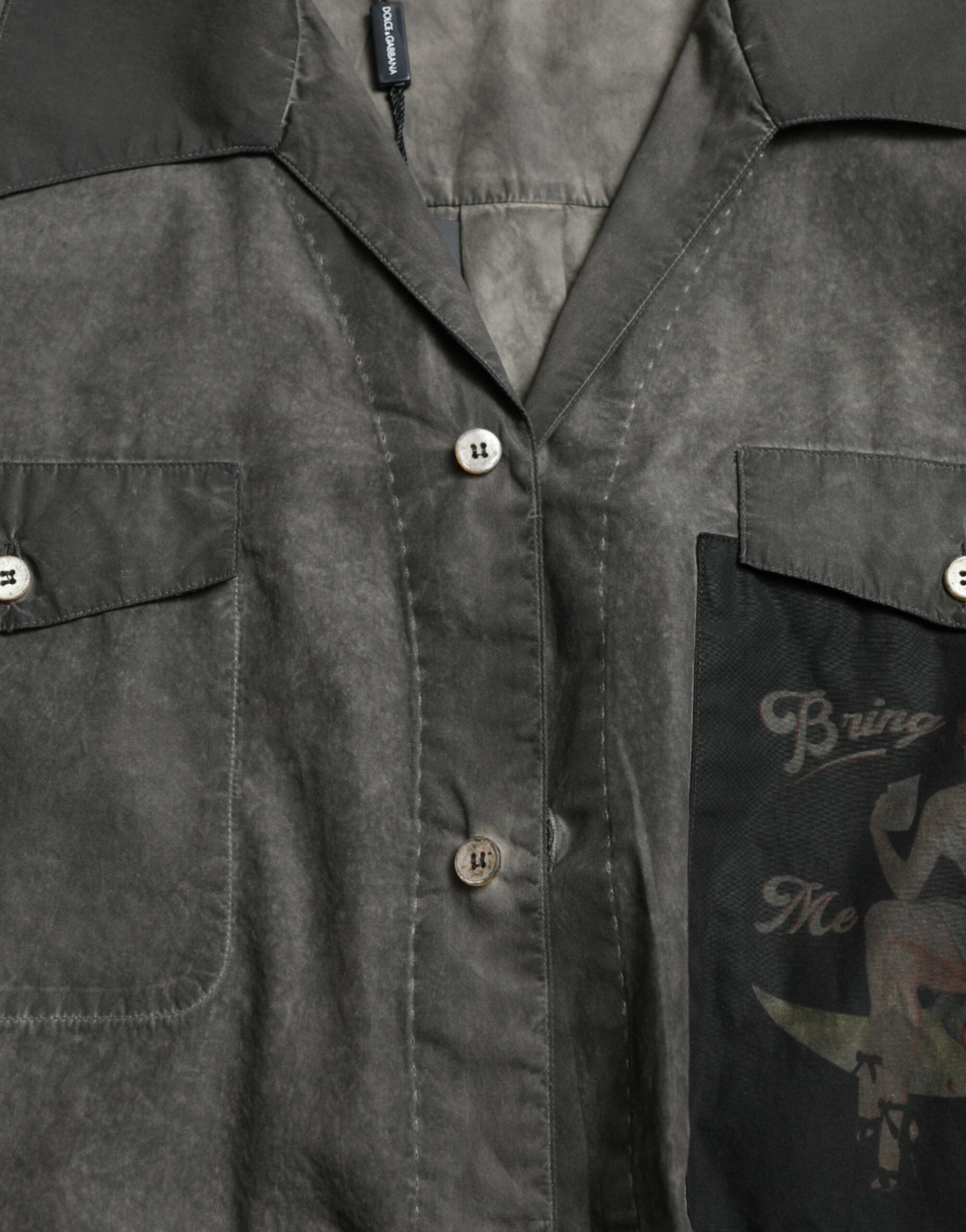 Dolce &amp; Gabbana Elegantes dunkelgraues Button-Down-Hemd aus Baumwolle