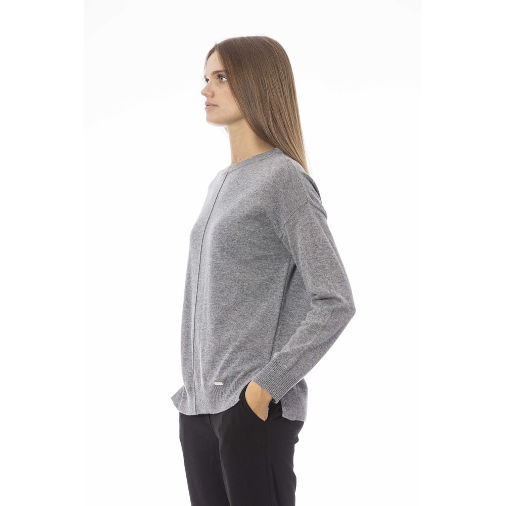 Baldinini Trend Grauer Wollpullover für Damen