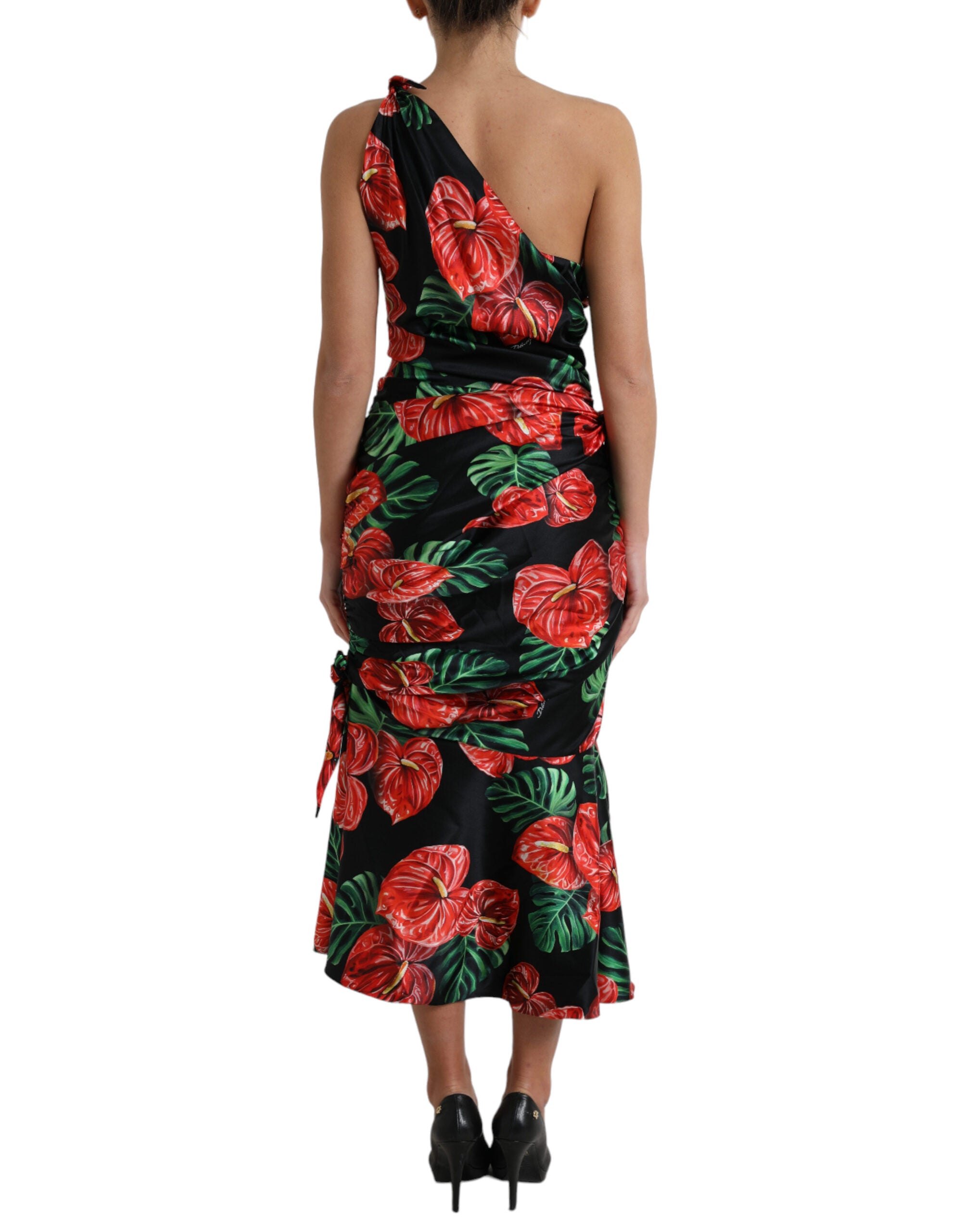 Rochie Dolce &amp; Gabbana Tropical Elegance cu drapare din mătase