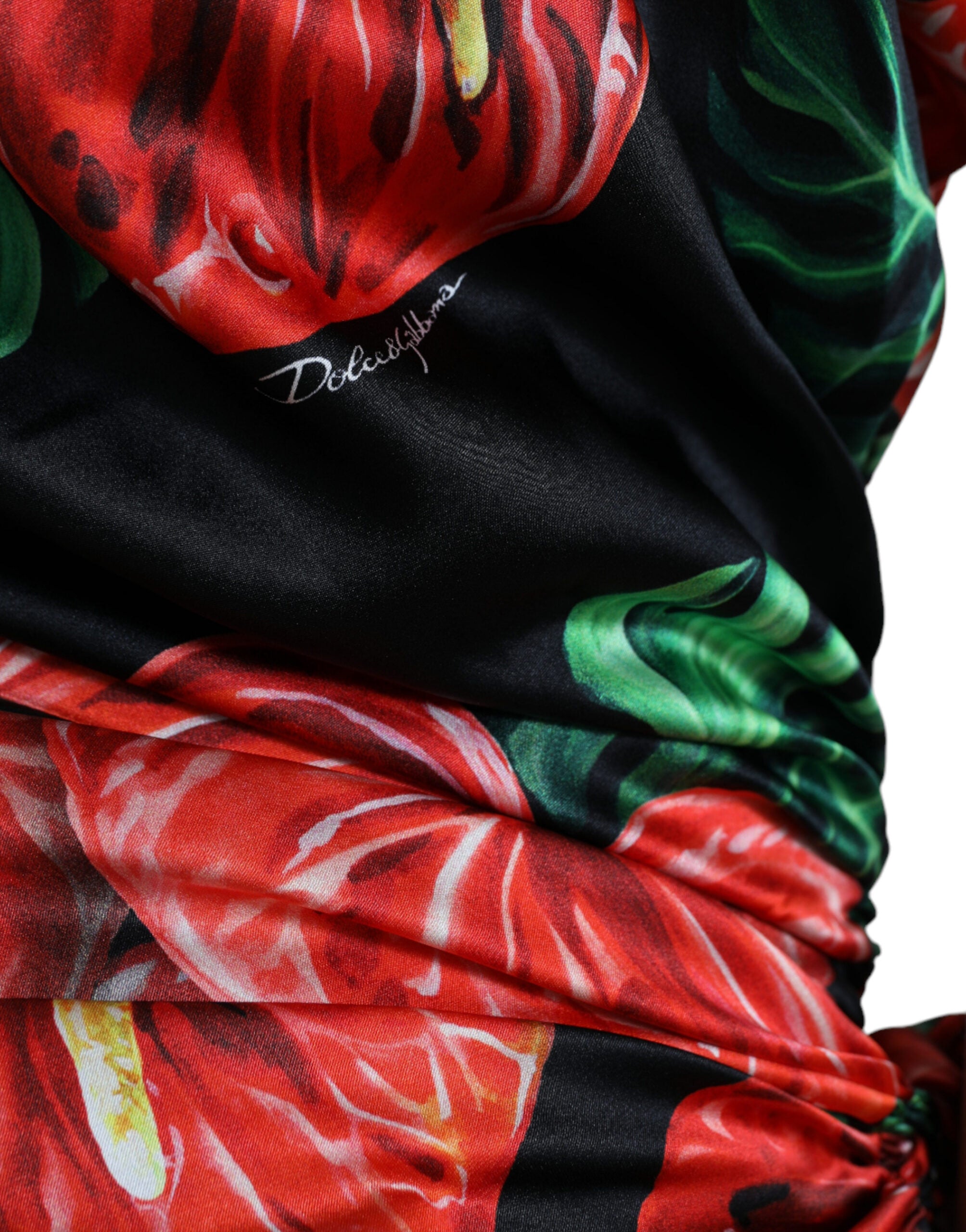 Rochie Dolce &amp; Gabbana Tropical Elegance cu drapare din mătase