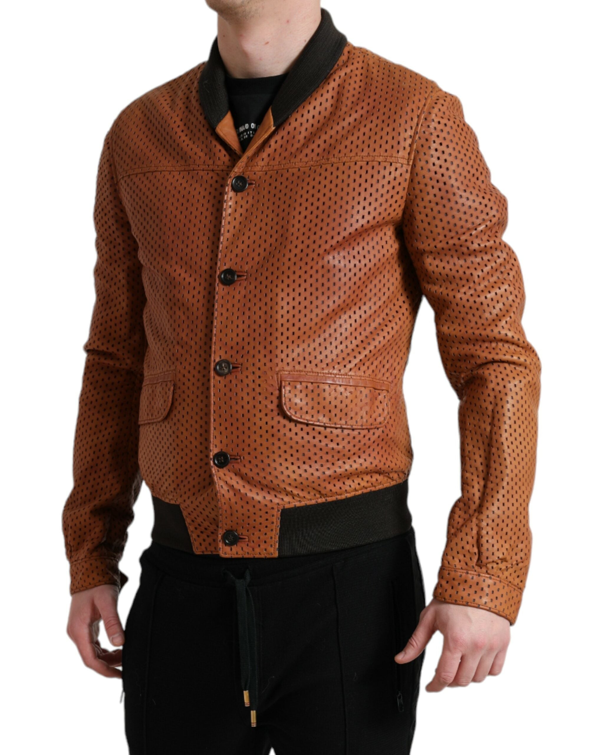 Dolce &amp; Gabbana Elegante perforierte Bomberjacke aus Leder