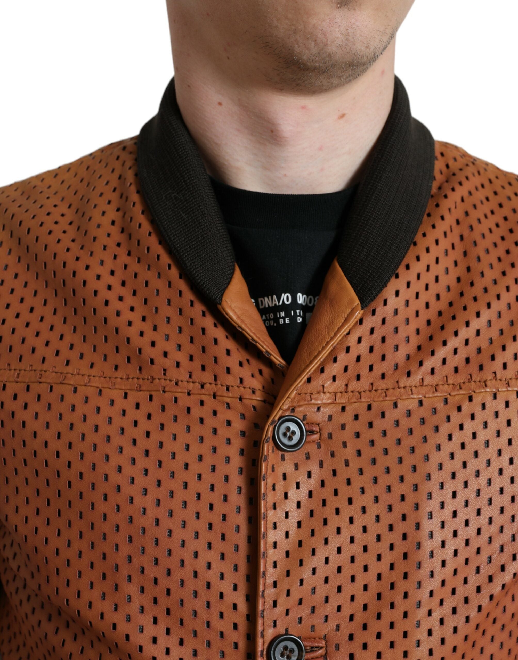 Dolce &amp; Gabbana Elegante perforierte Bomberjacke aus Leder