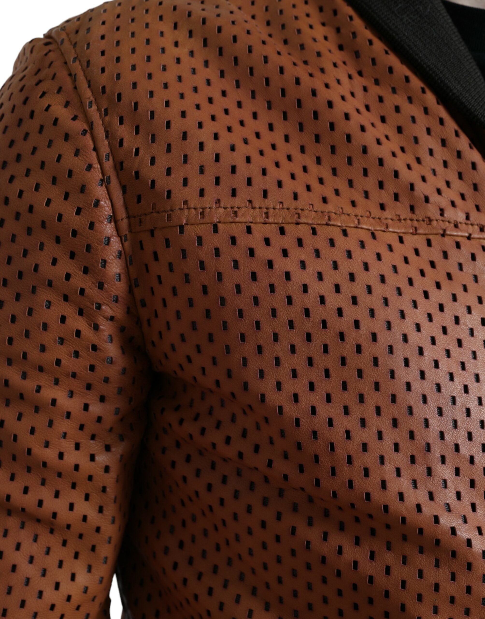 Dolce &amp; Gabbana Elegante perforierte Bomberjacke aus Leder