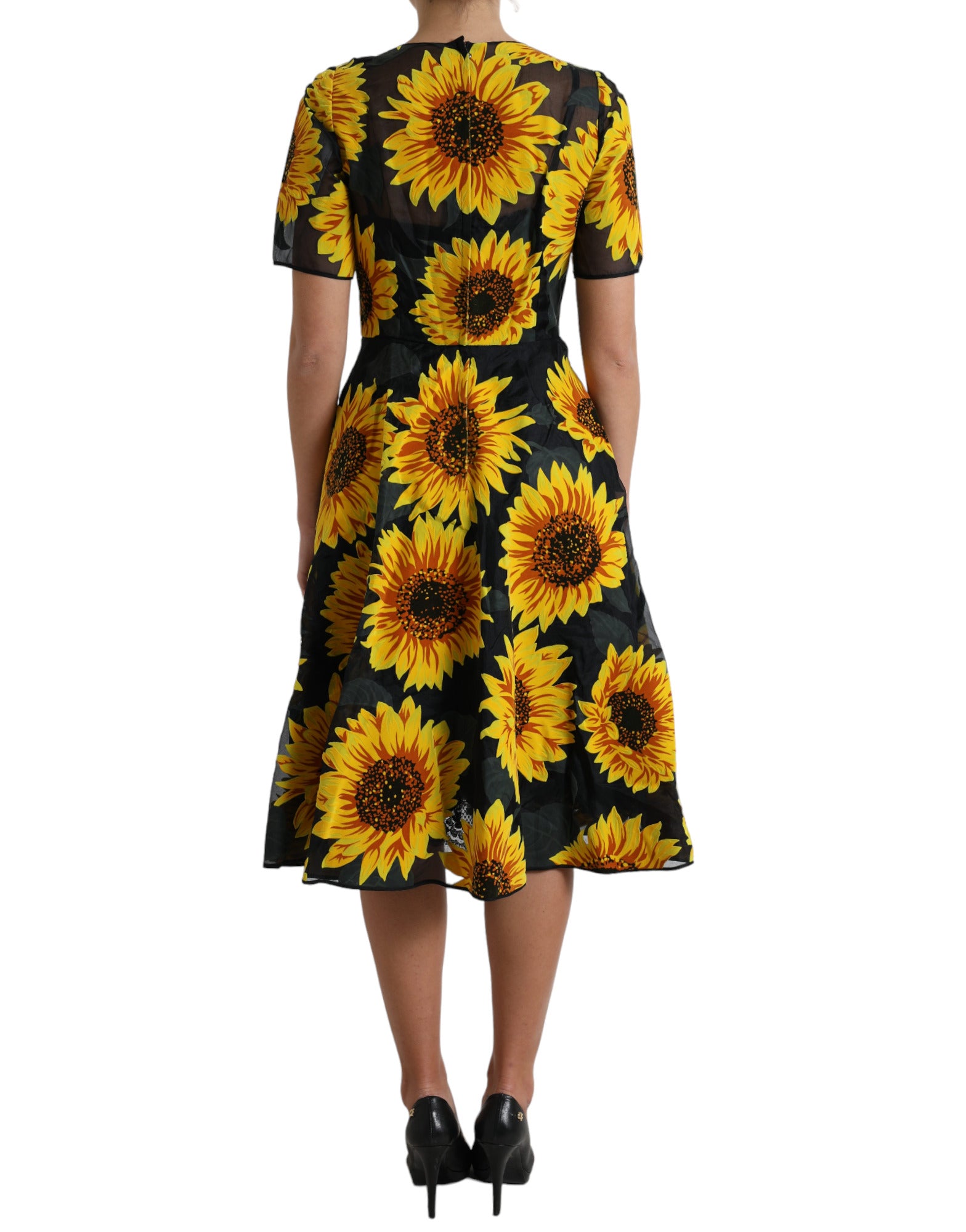Rochie midi cu imprimeu floral Dolce &amp; Gabbana, model varatic, linie A