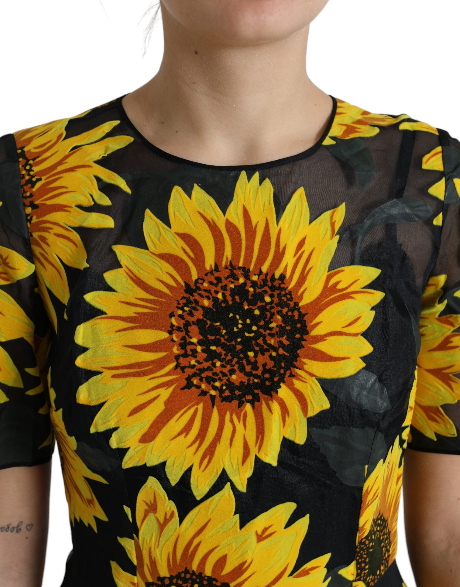 Rochie midi cu imprimeu floral Dolce &amp; Gabbana, model varatic, linie A