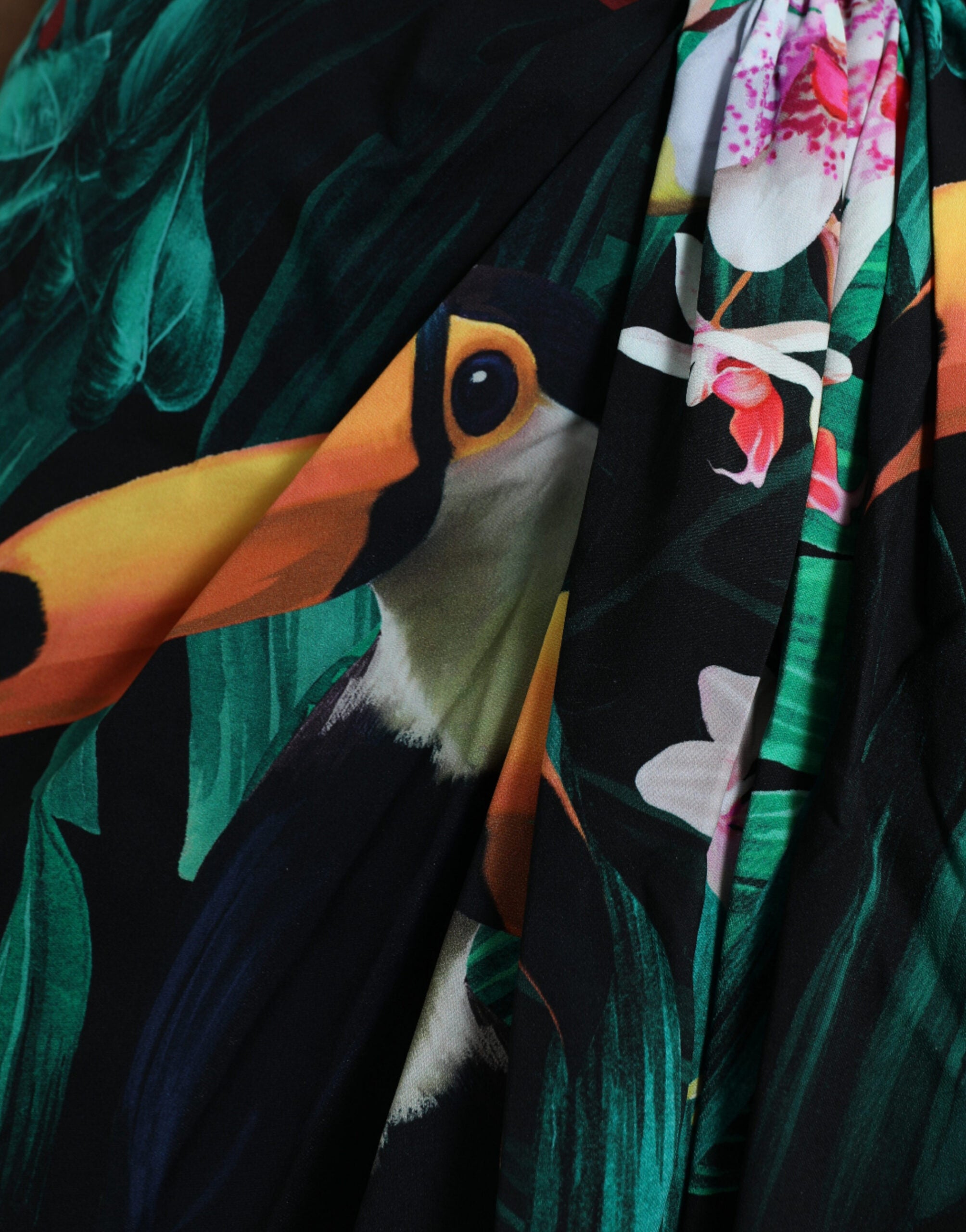 Rochie Dolce &amp; Gabbana cu imprimeu tropical Jungle și un umăr