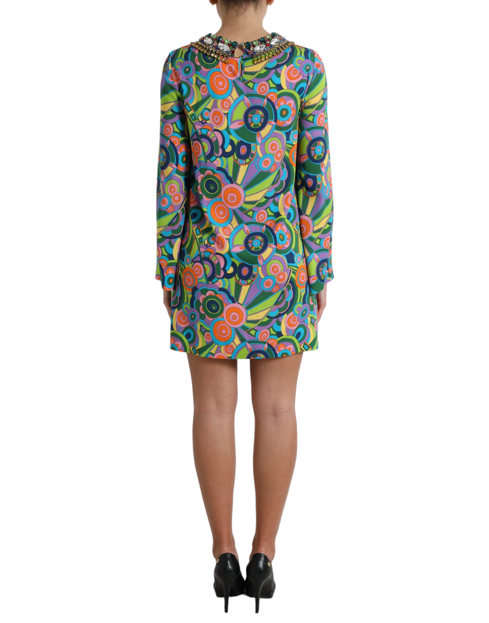 Rochie mini din mătase geometrică multicoloră Dolce &amp; Gabbana