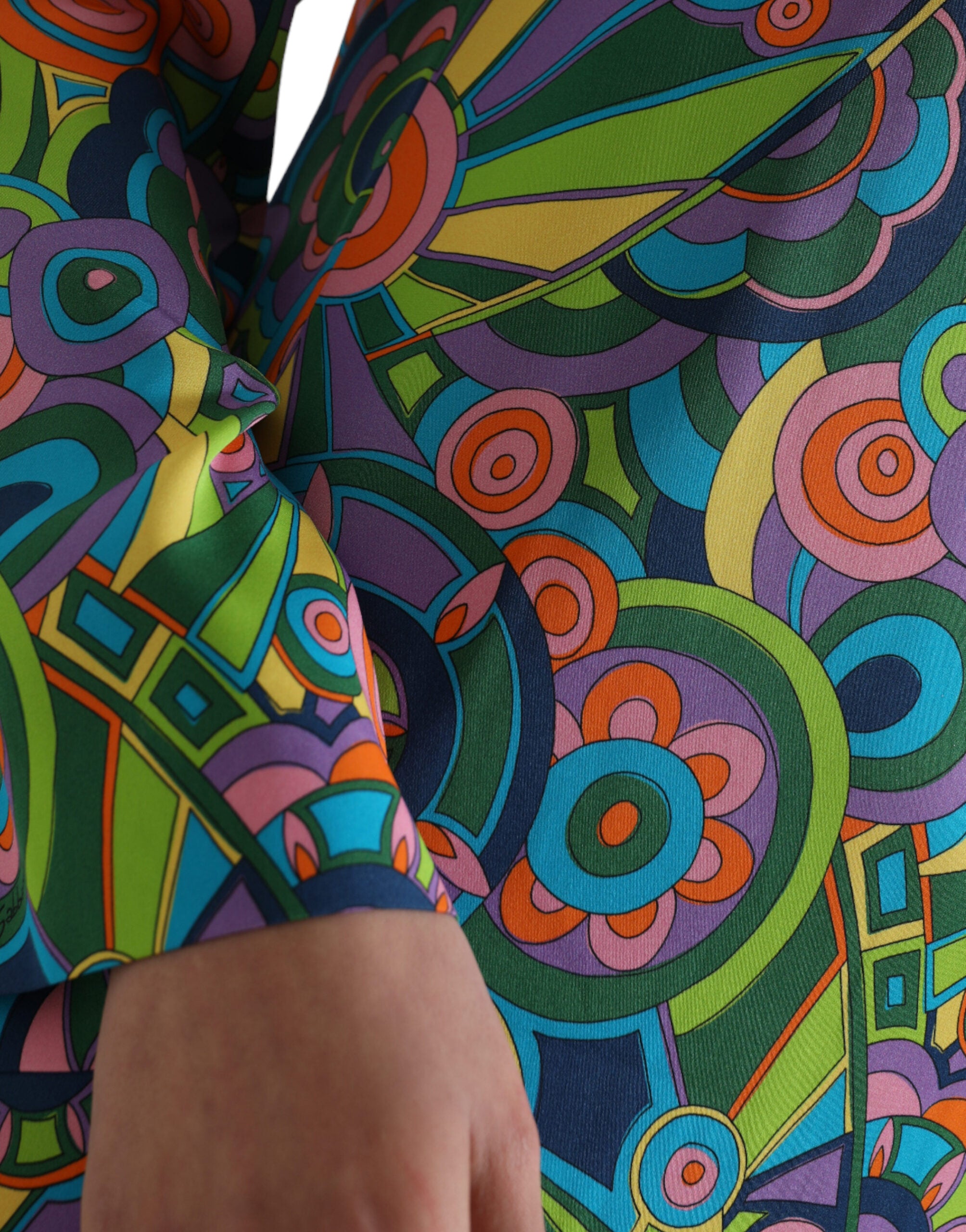 Rochie mini din mătase geometrică multicoloră Dolce &amp; Gabbana
