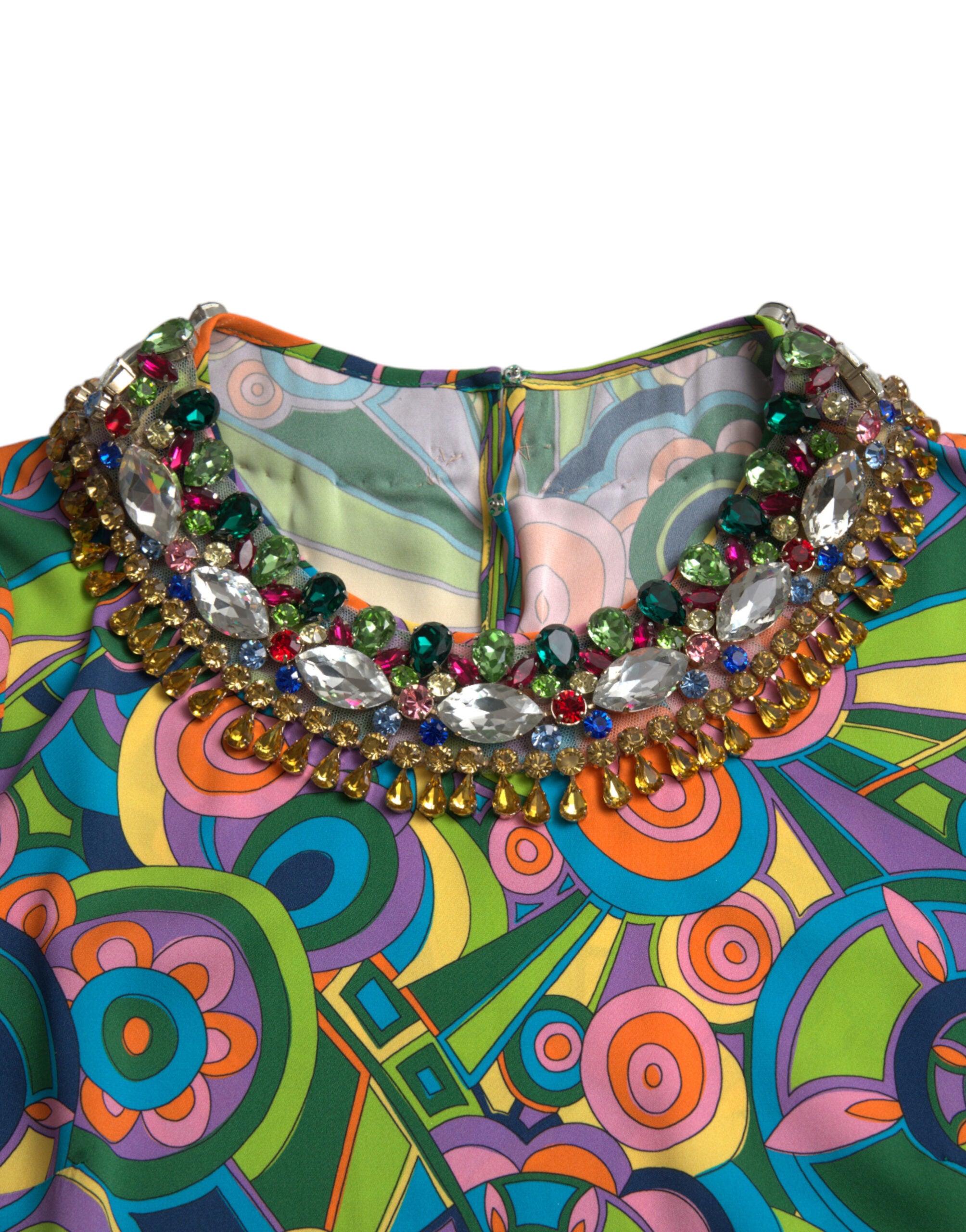 Rochie mini din mătase geometrică multicoloră Dolce &amp; Gabbana