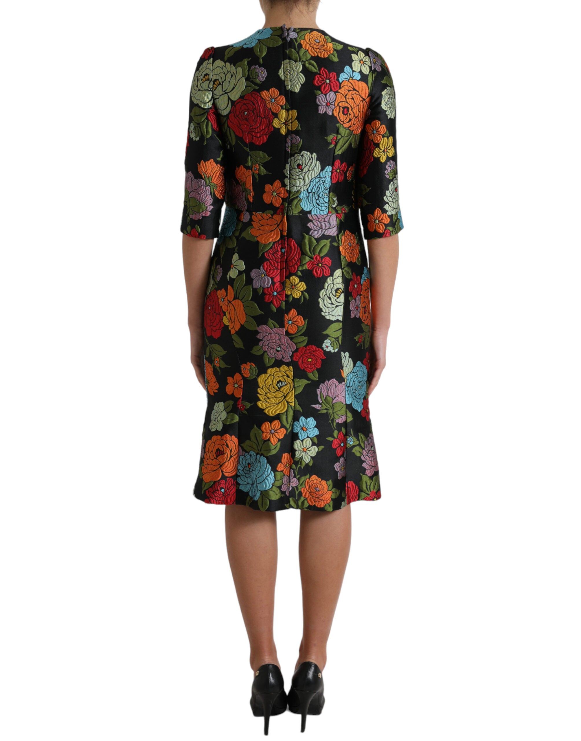 Rochie creion elegantă cu broderie florală Dolce &amp; Gabbana