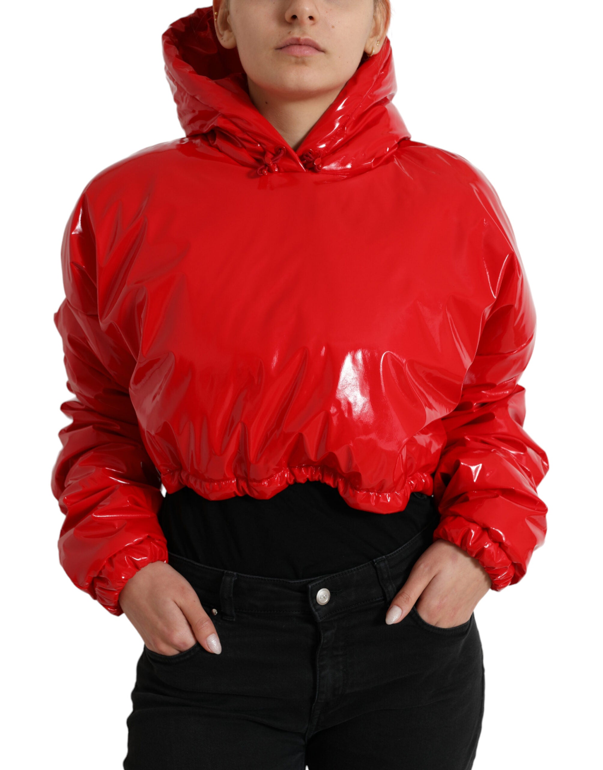 Dolce &amp; Gabbana Chic – Kurze Jacke in glänzendem Rot