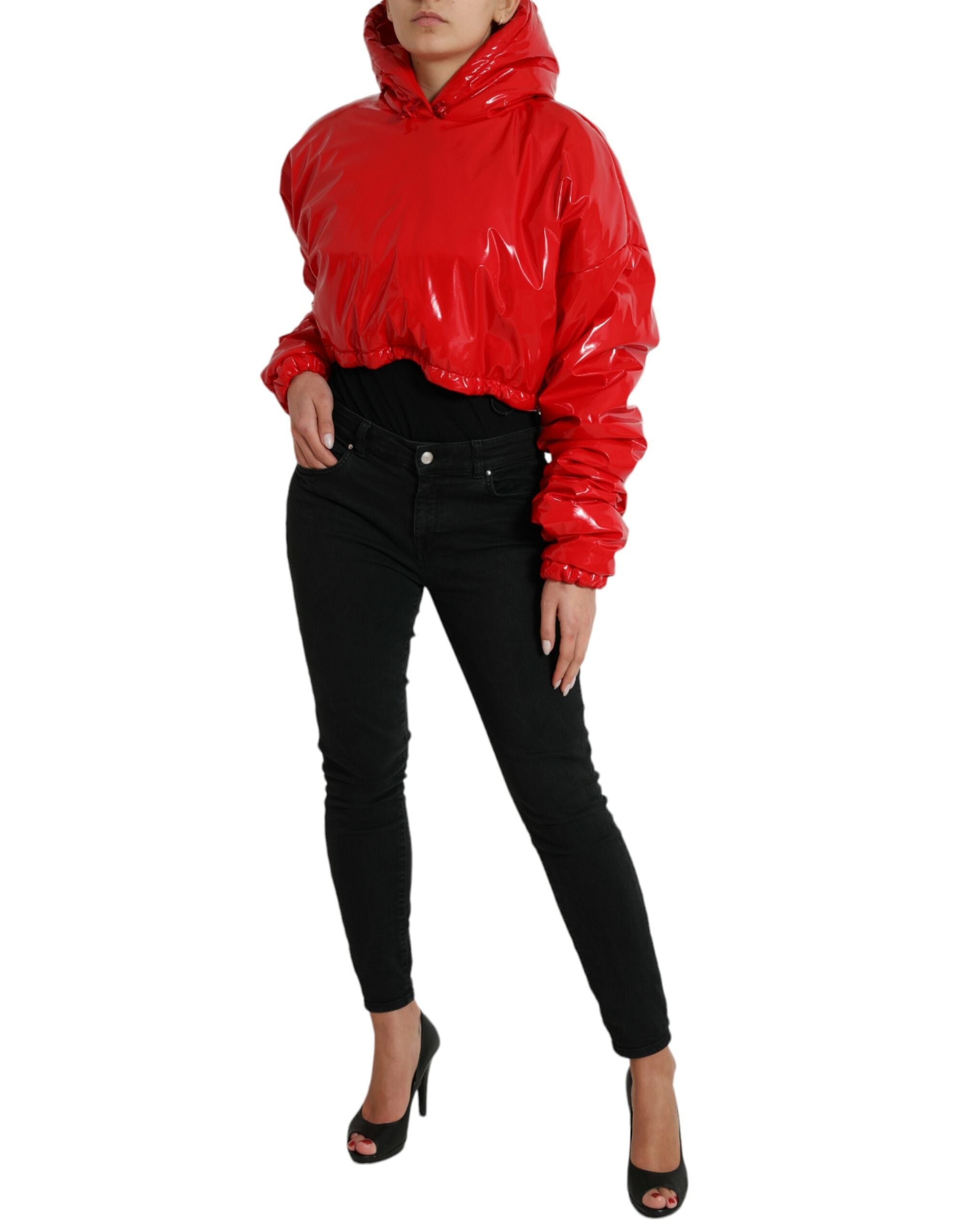 Dolce &amp; Gabbana Chic – Kurze Jacke in glänzendem Rot