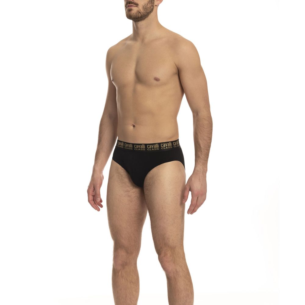 Cavalli Class Black Cotton Men Brief Pack